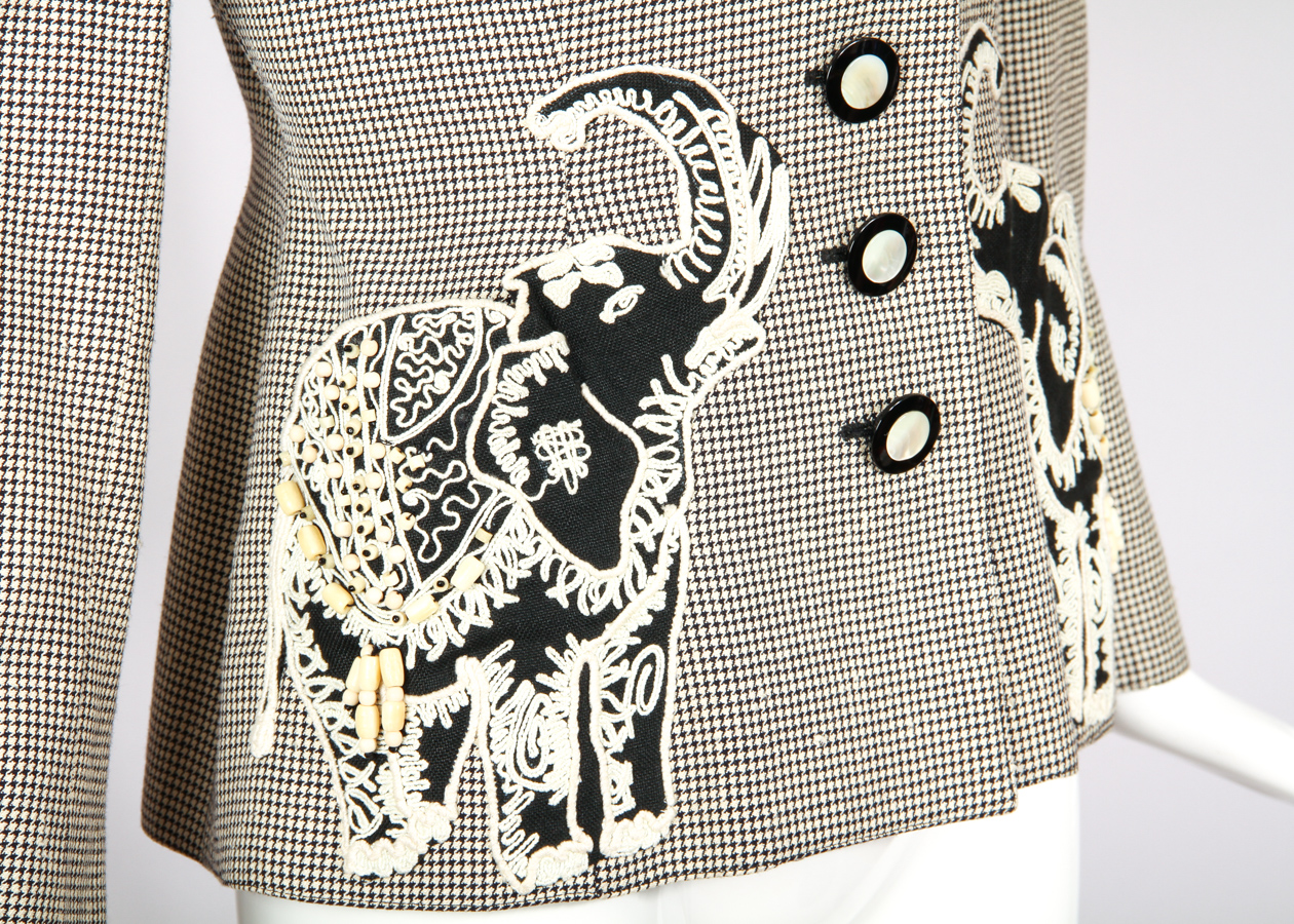 Vintage Valentino Jacket with Appliqued, Beaded Elephants