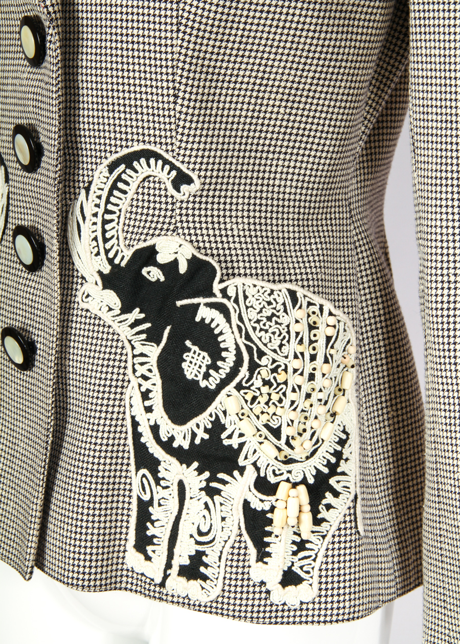 Vintage Valentino Jacket with Appliqued, Beaded Elephants