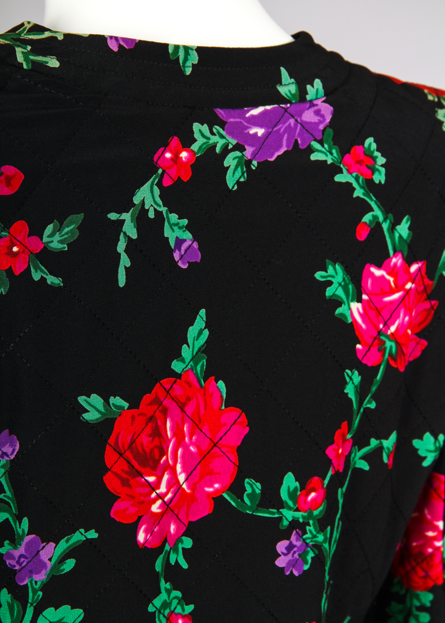 Vintage Ungaro Silk Quilted Floral Print Skirt & Jacket Suit