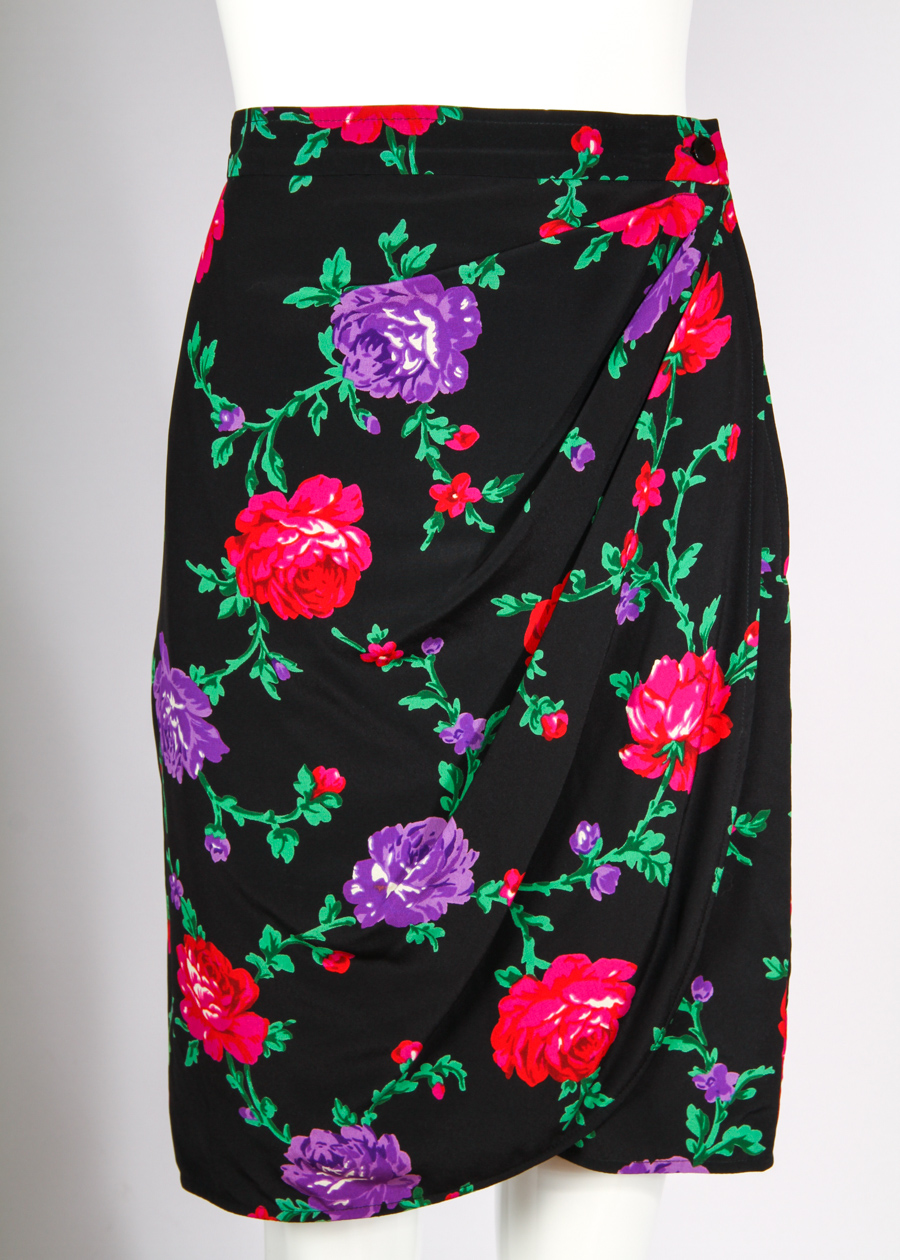 Vintage Ungaro Silk Quilted Floral Print Skirt & Jacket Suit