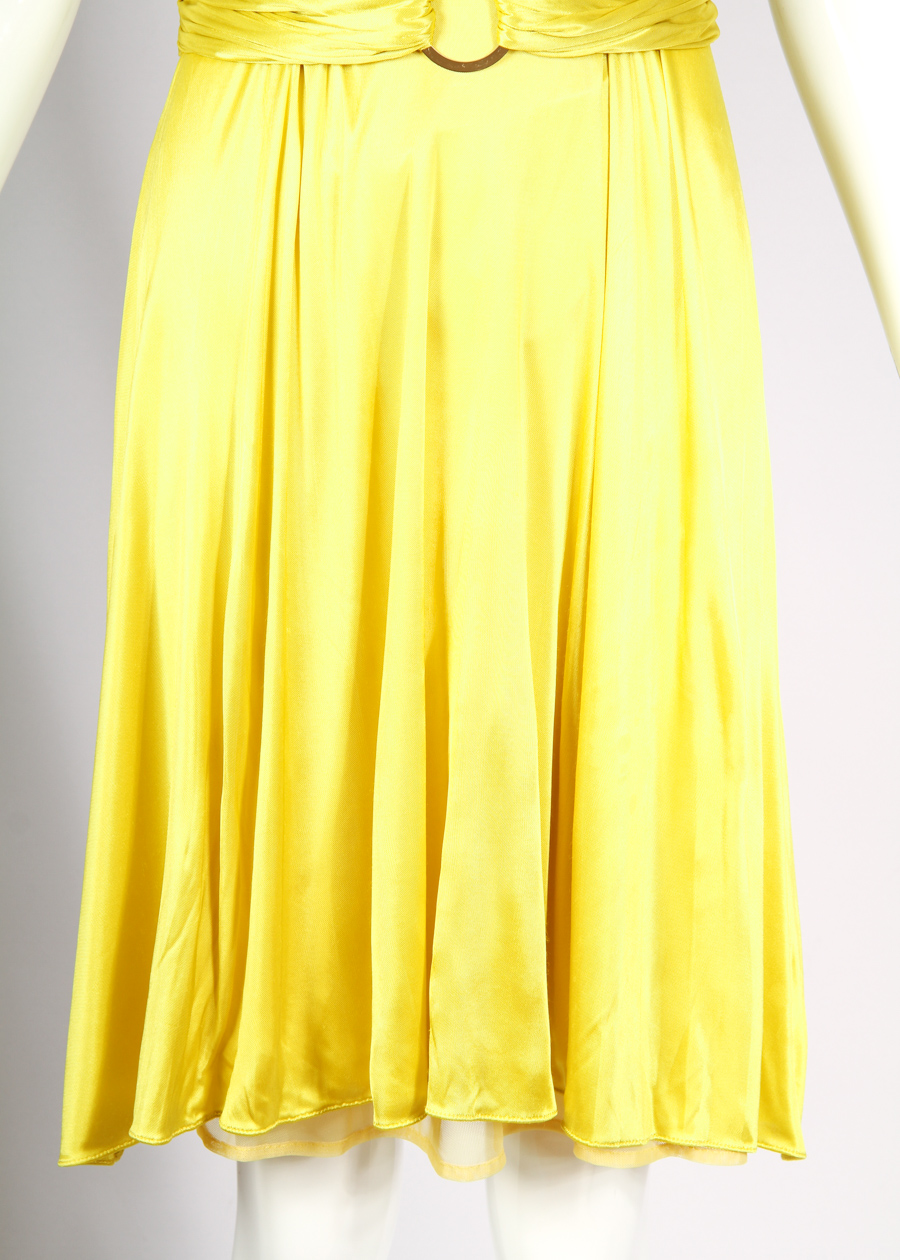 Gianni Versace Chartreuse Halter Neck Cocktail Dress