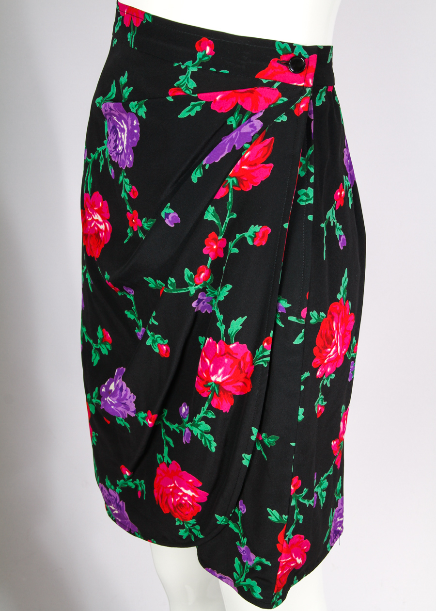 Vintage Ungaro Silk Quilted Floral Print Skirt & Jacket Suit