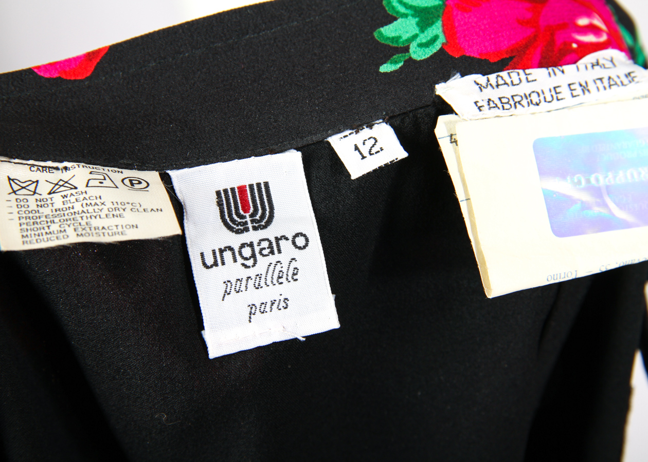 Vintage Ungaro Silk Quilted Floral Print Skirt & Jacket Suit