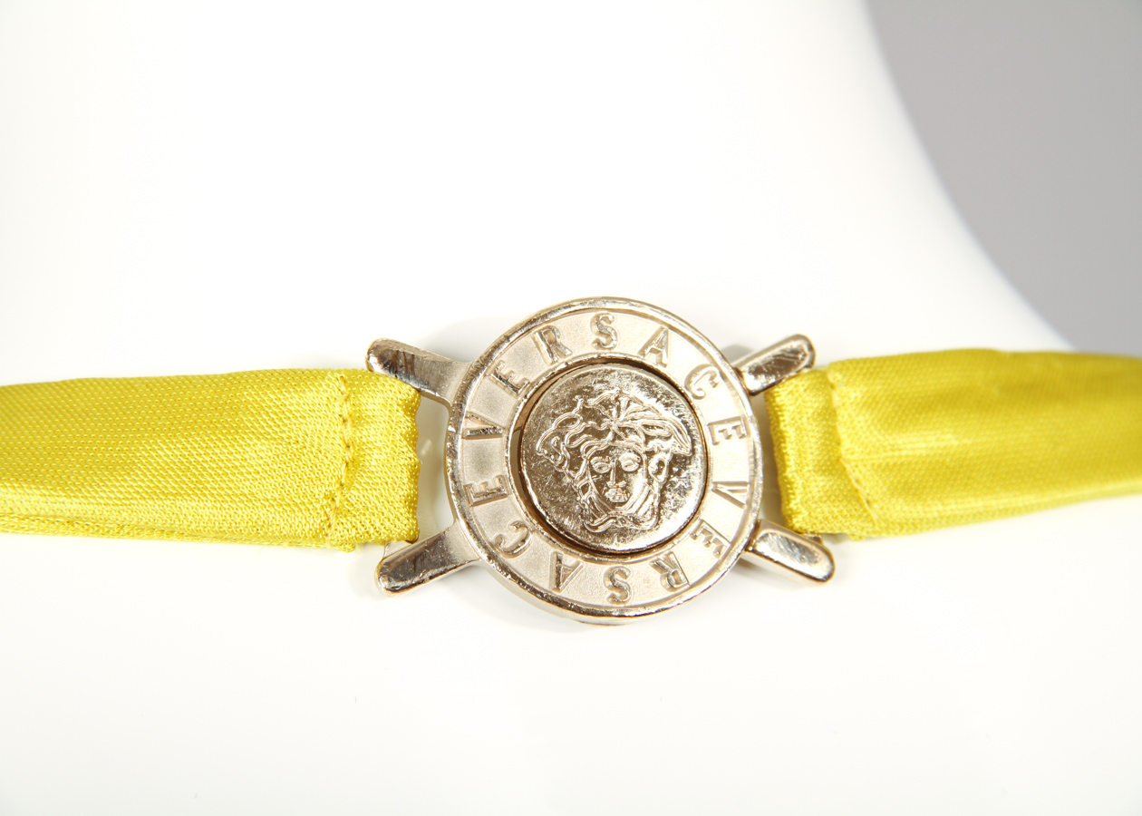 Gianni Versace Chartreuse Halter Neck Cocktail Dress