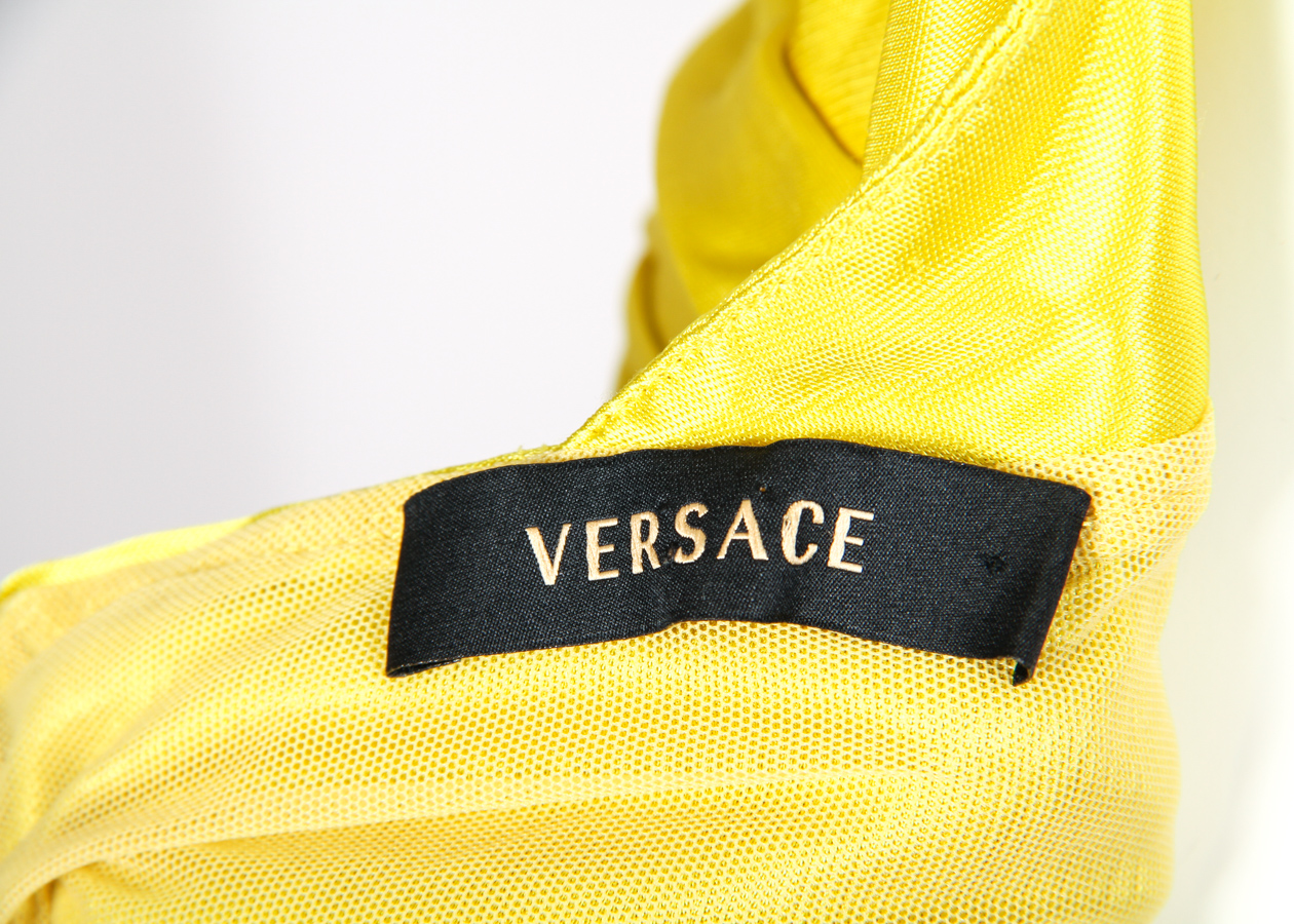 Gianni Versace Chartreuse Halter Neck Cocktail Dress