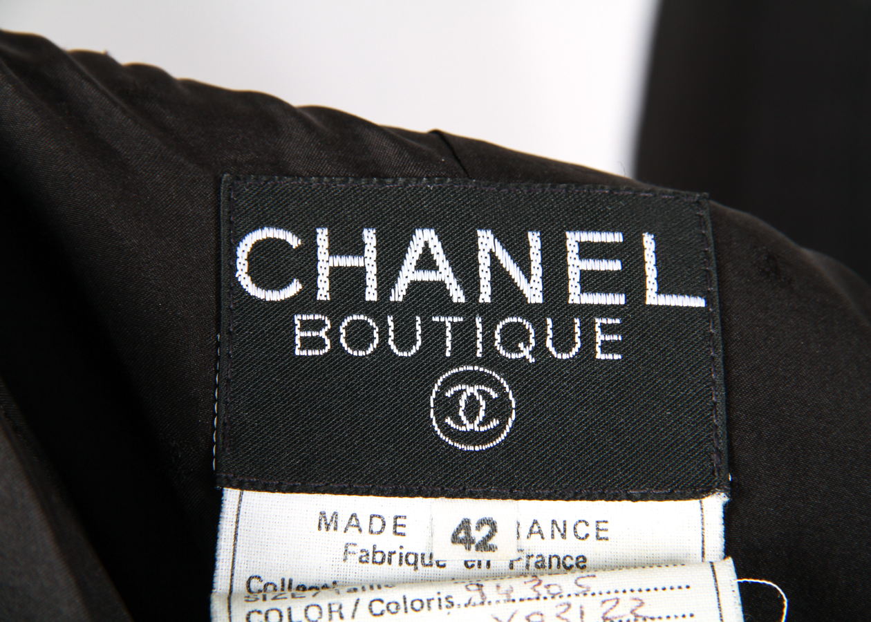 Vintage Chanel Black Cotton Jacket & Skirt Ensemble