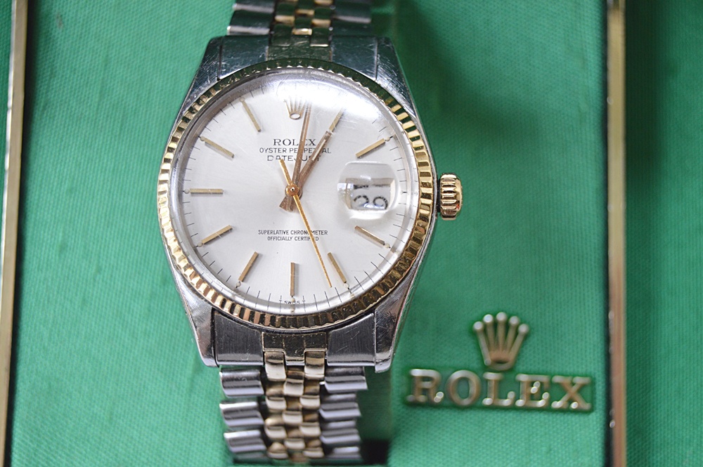 Rolex Oyster Perpetual DateJust Watch with 14k Gold Trim