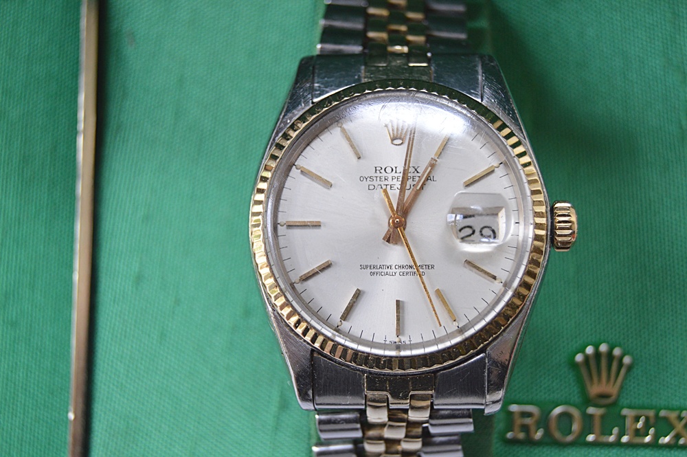 Rolex Oyster Perpetual DateJust Watch with 14k Gold Trim