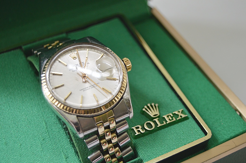 Rolex Oyster Perpetual DateJust Watch with 14k Gold Trim