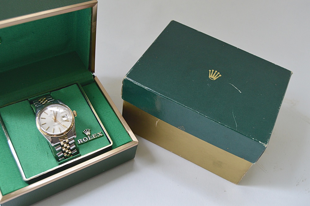 Rolex Oyster Perpetual DateJust Watch with 14k Gold Trim