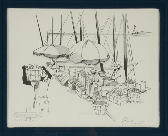 Elyse Wasile Offset Lithograph "Market Range, Bahamas"