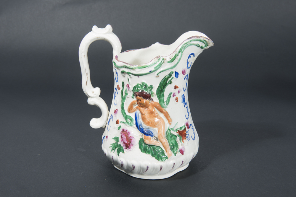 Graduated Staffordshire Hand-Painted Jugs