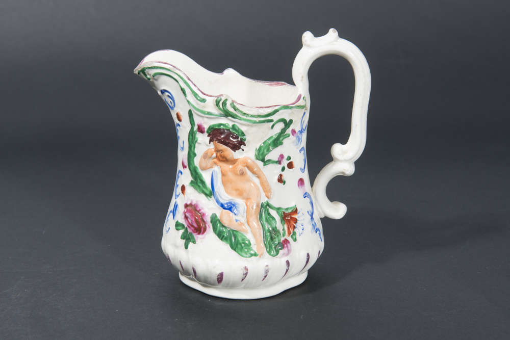Graduated Staffordshire Hand-Painted Jugs