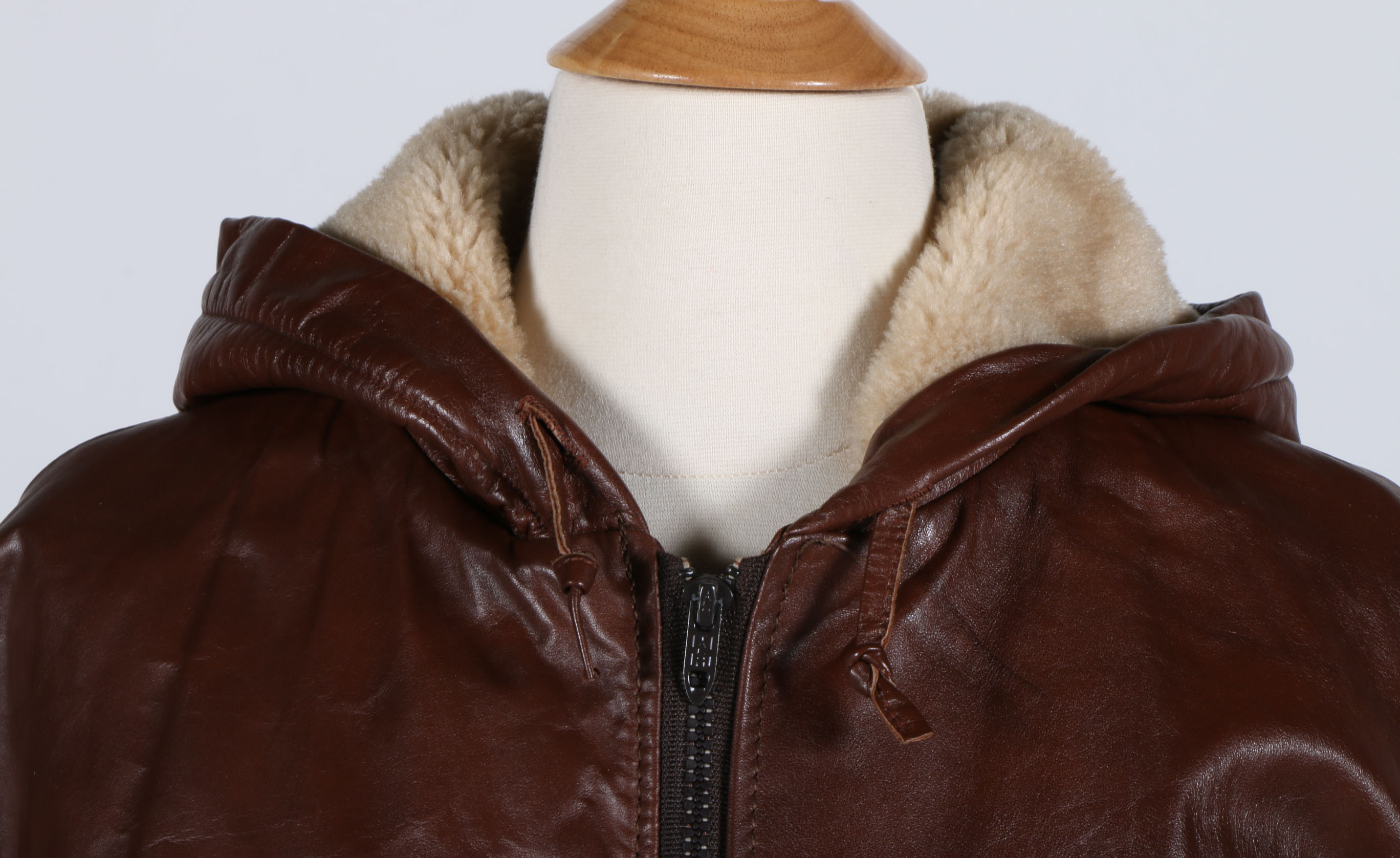 Men's Faux Leather Hooded Bomber Jacket