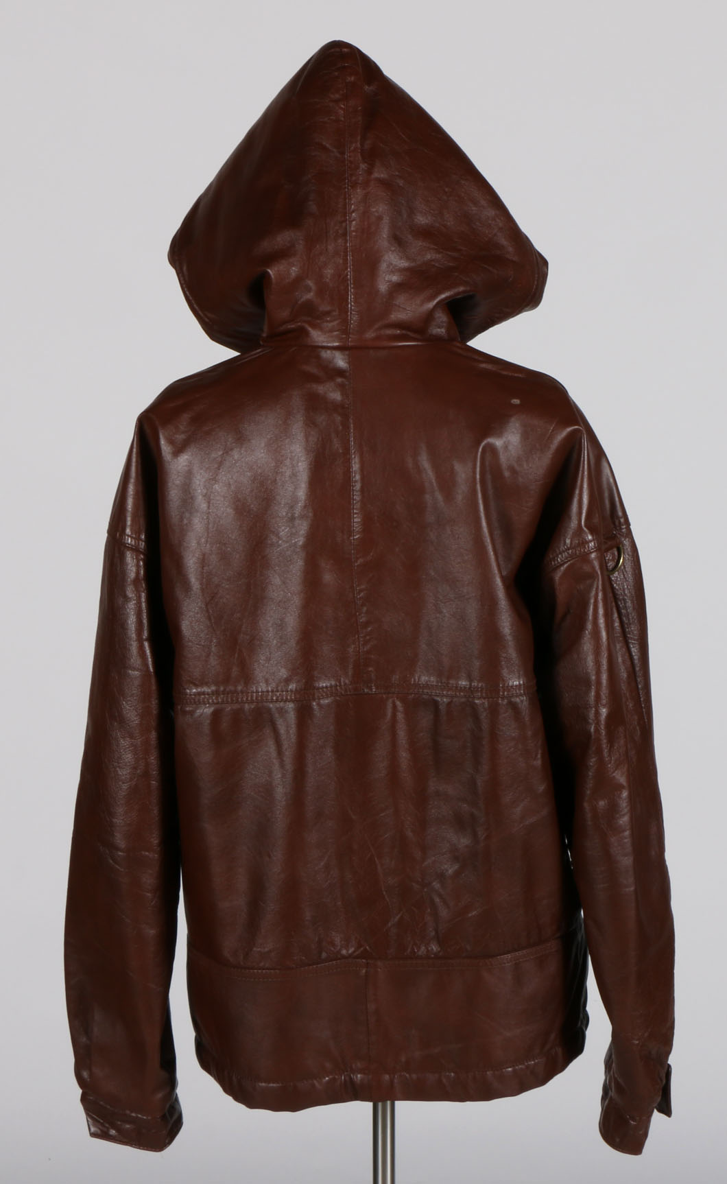 Men's Faux Leather Hooded Bomber Jacket