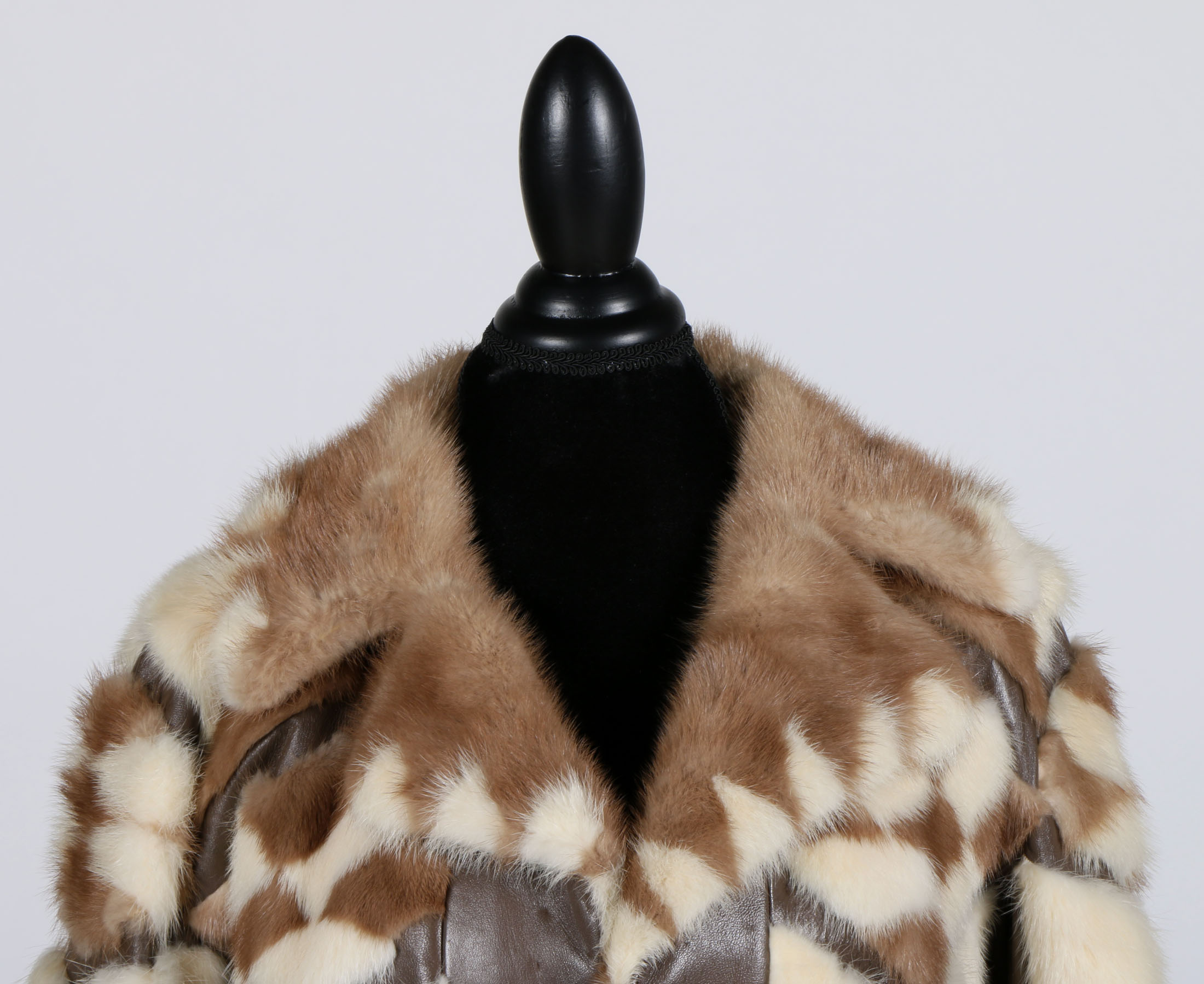Vintage 1960s Patchwork Mink Fur and Leather Coat