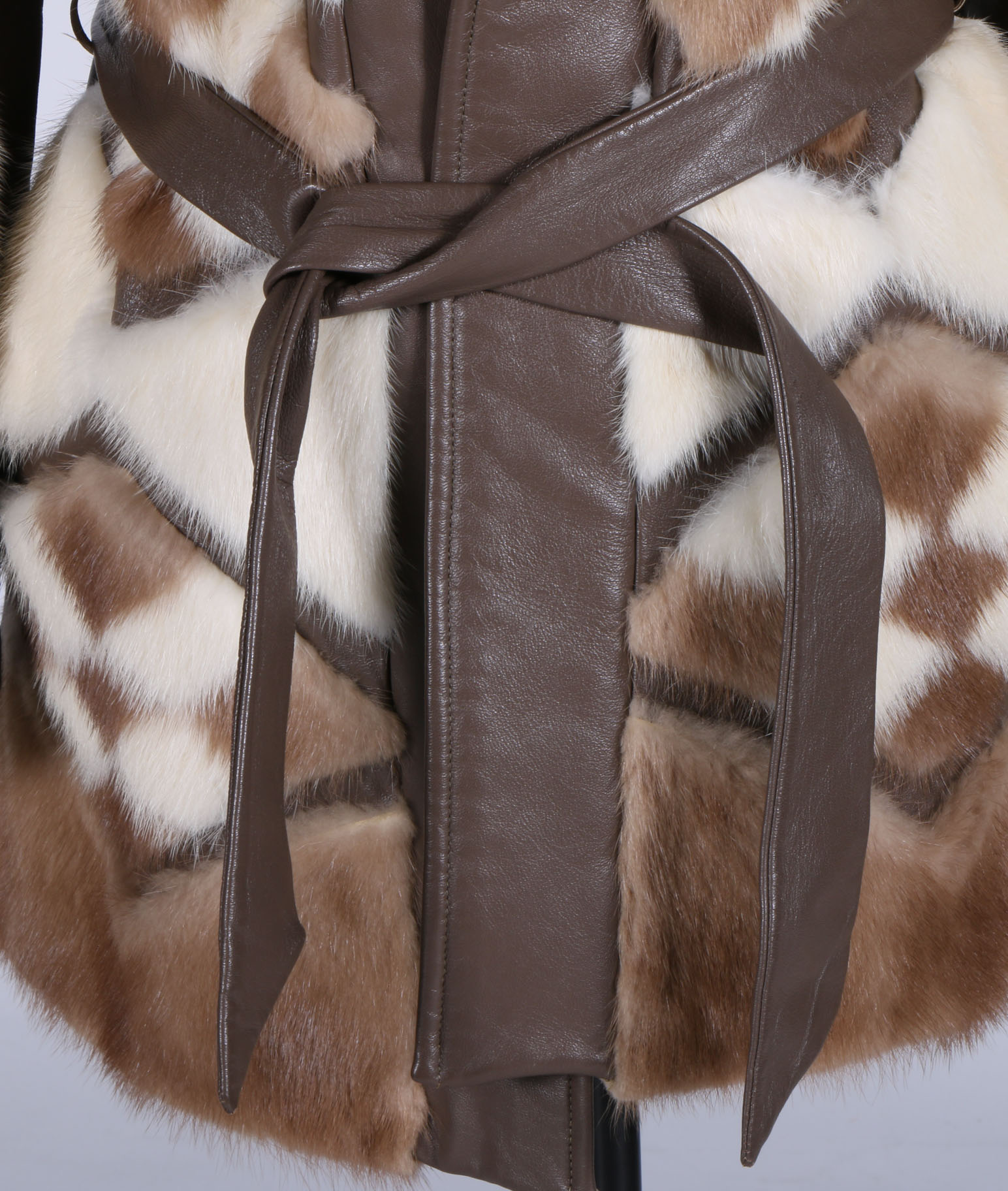 Vintage 1960s Patchwork Mink Fur and Leather Coat