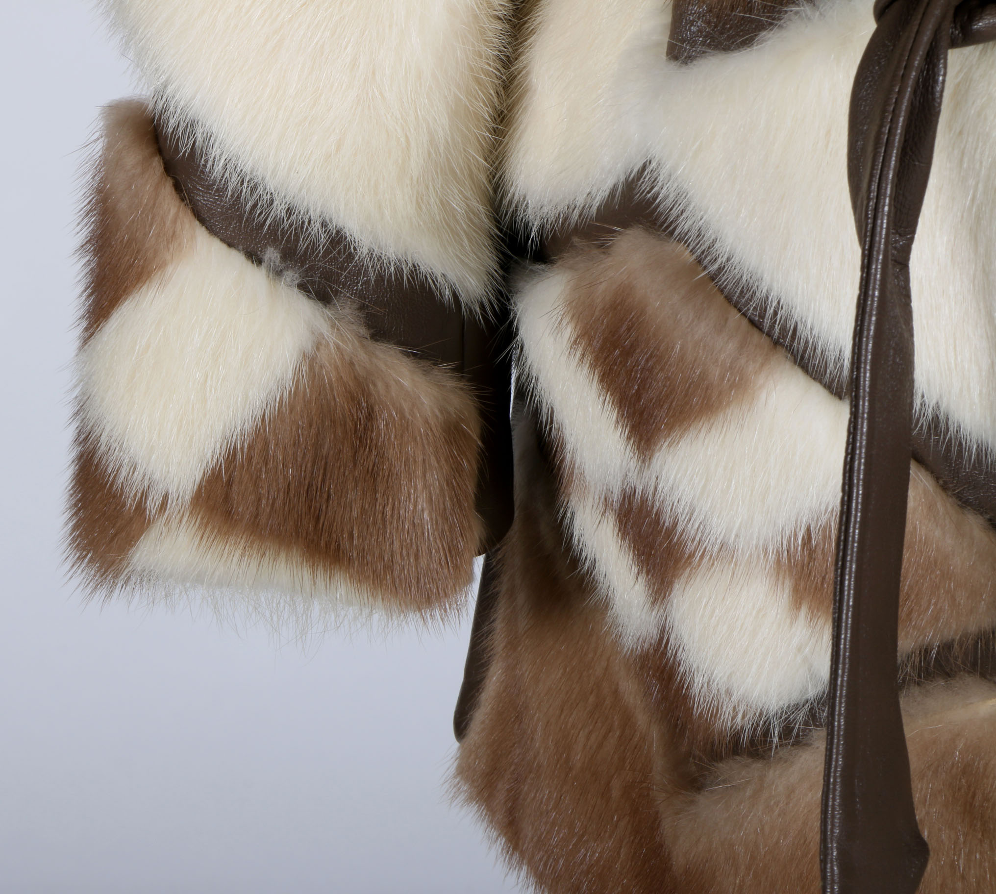 Vintage 1960s Patchwork Mink Fur and Leather Coat