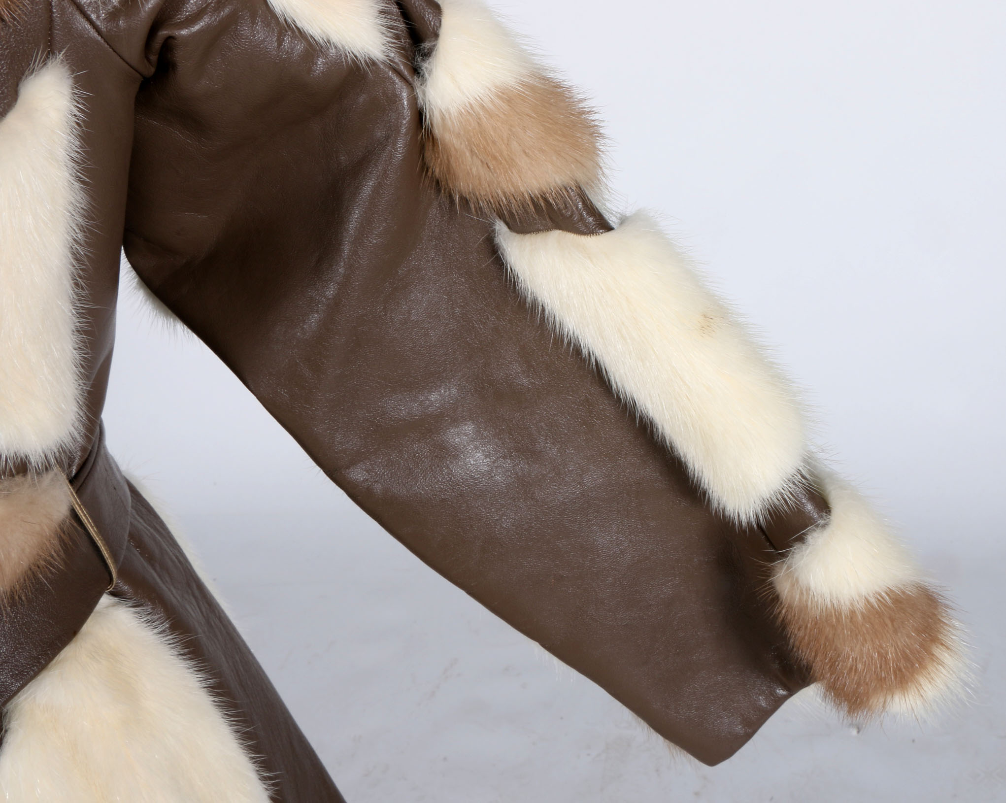 Vintage 1960s Patchwork Mink Fur and Leather Coat