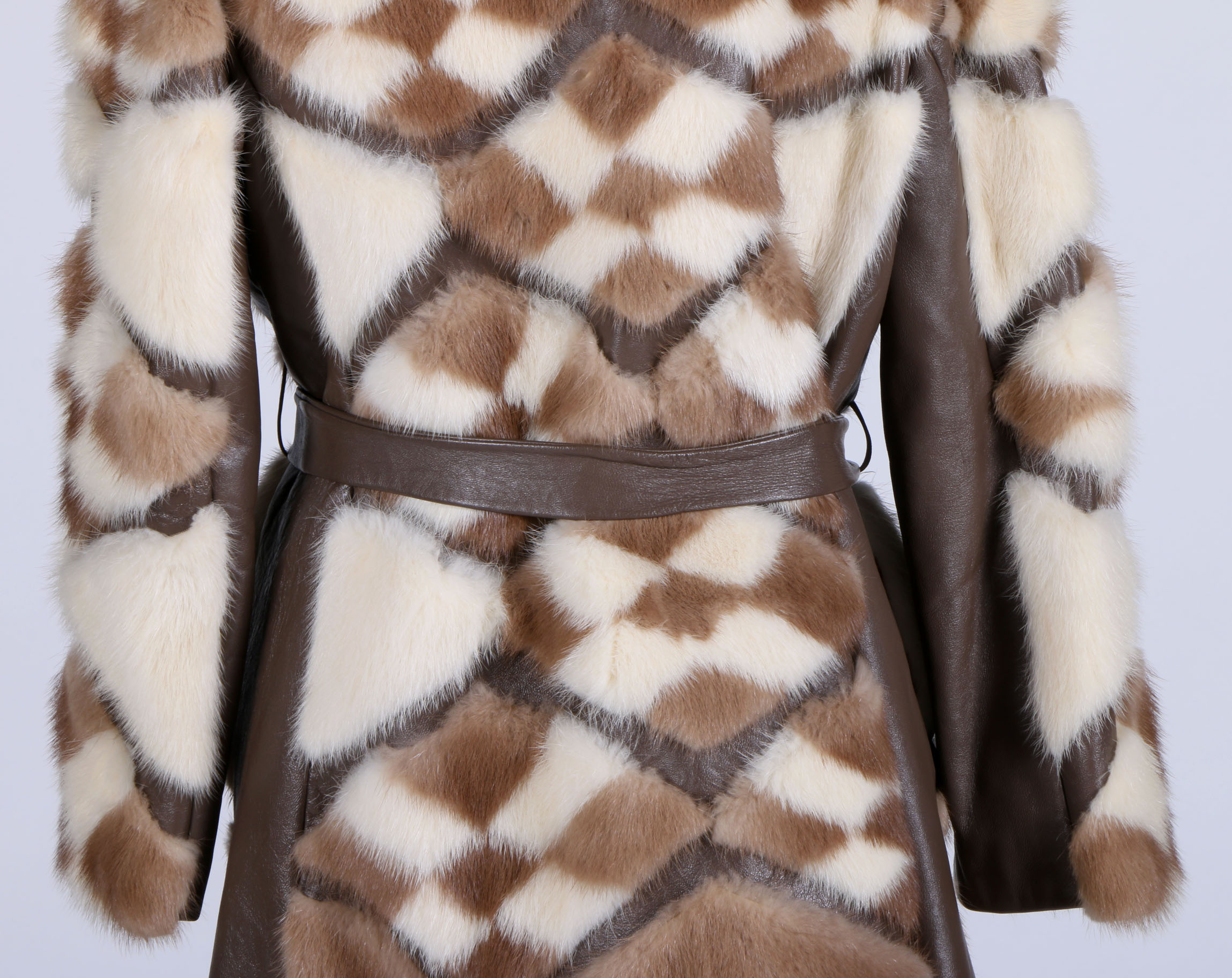 Vintage 1960s Patchwork Mink Fur and Leather Coat