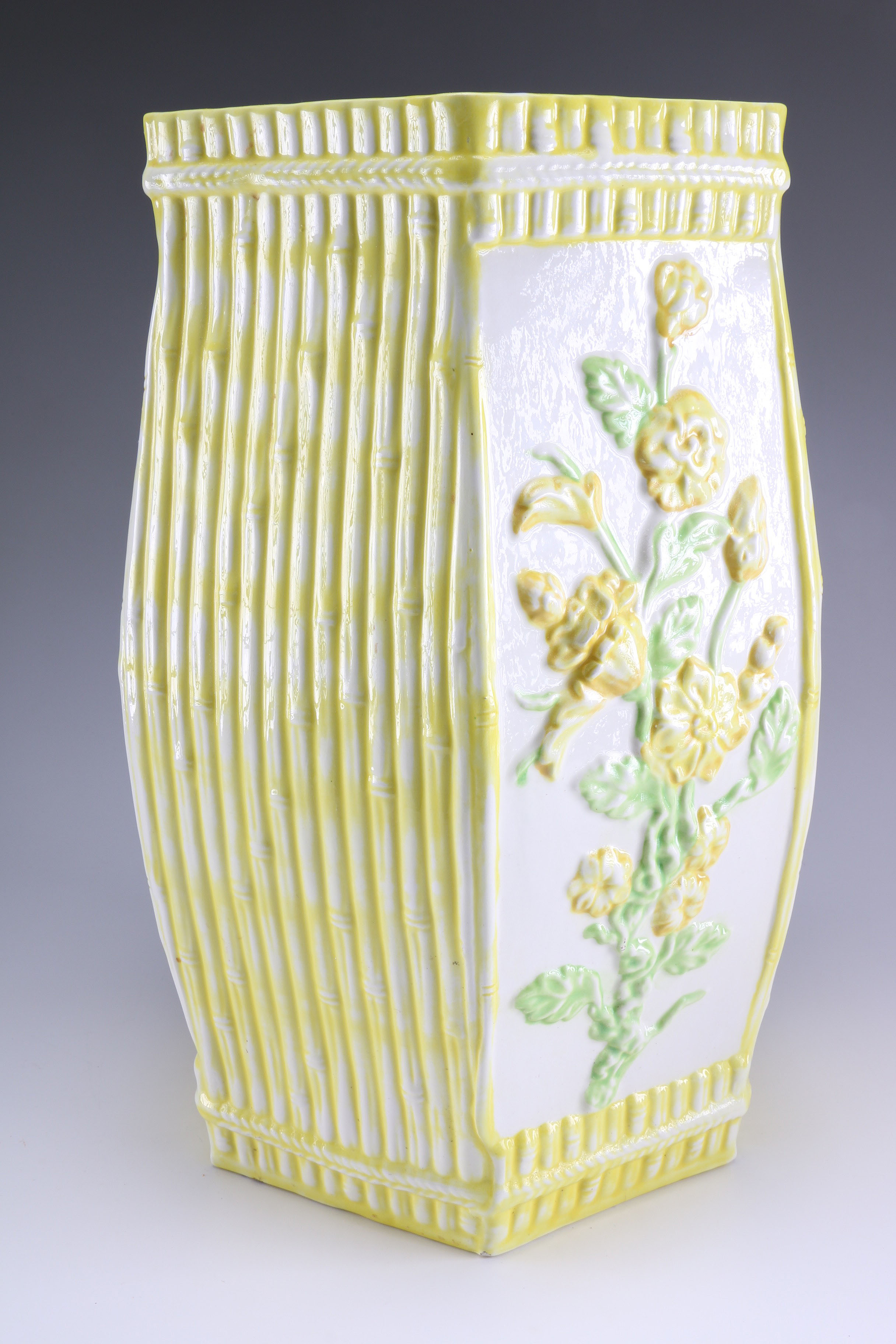 Yellow Ceramic Garden Seat with Painted Floral Motif