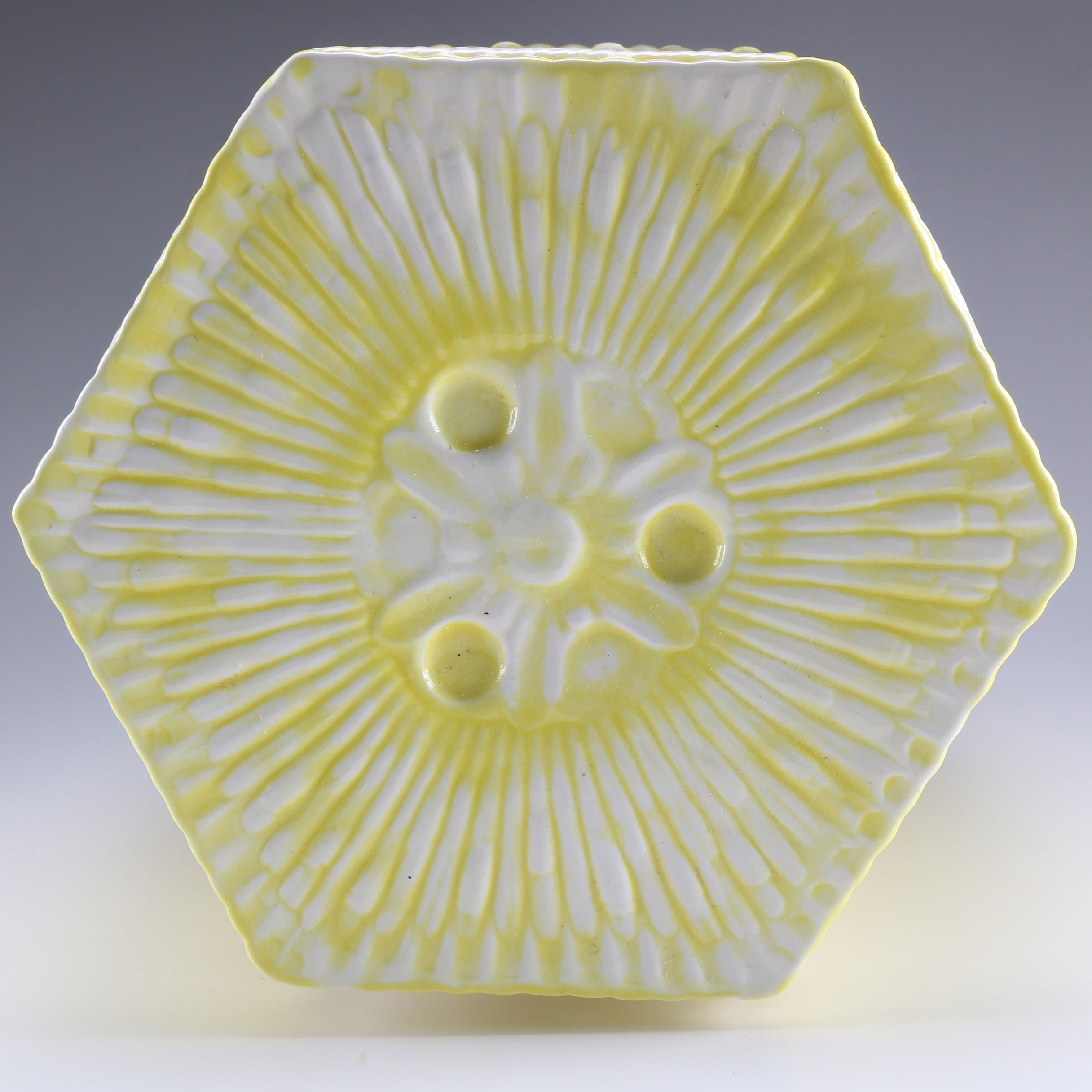 Yellow Ceramic Garden Seat with Painted Floral Motif