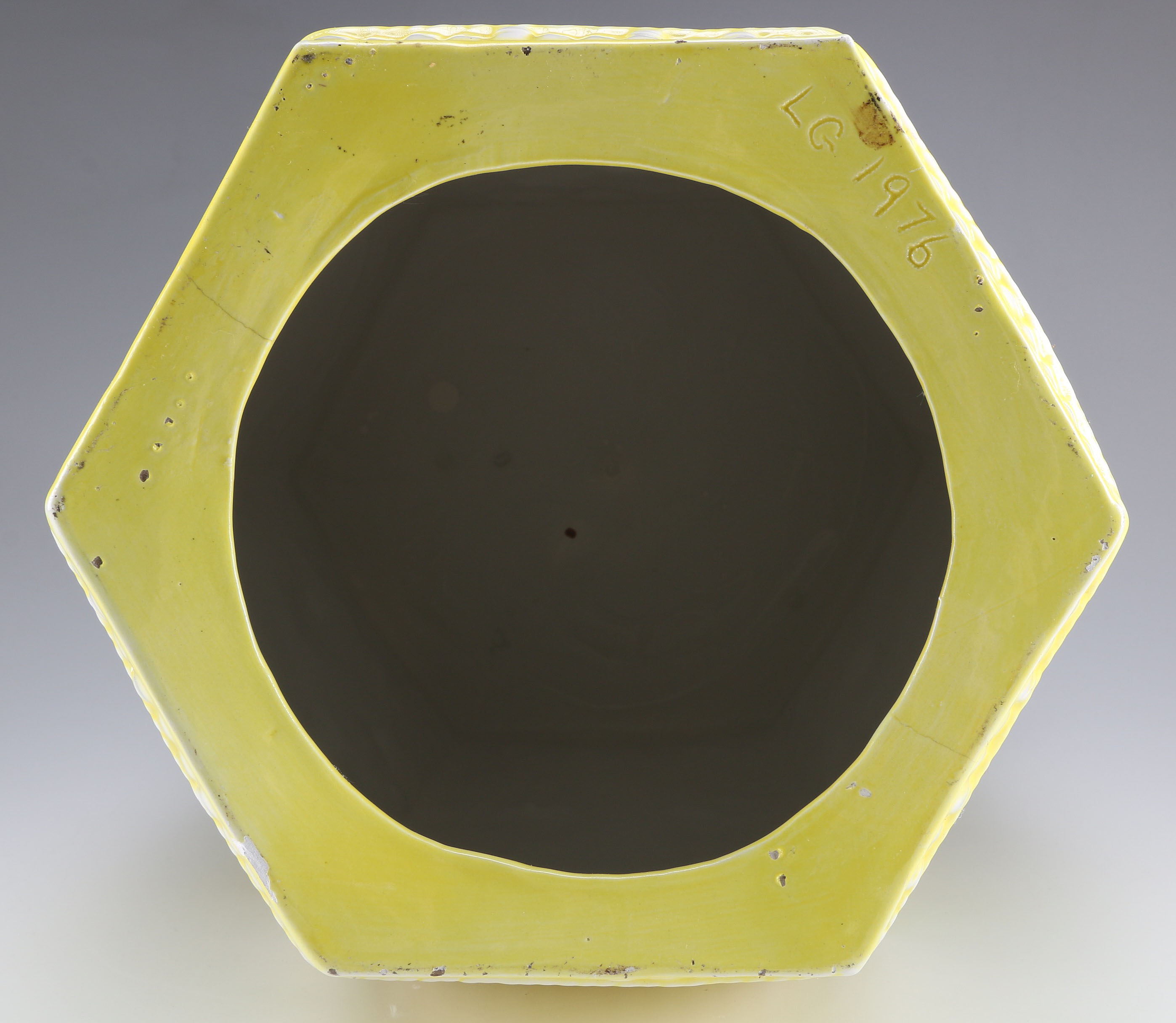 Yellow Ceramic Garden Seat with Painted Floral Motif