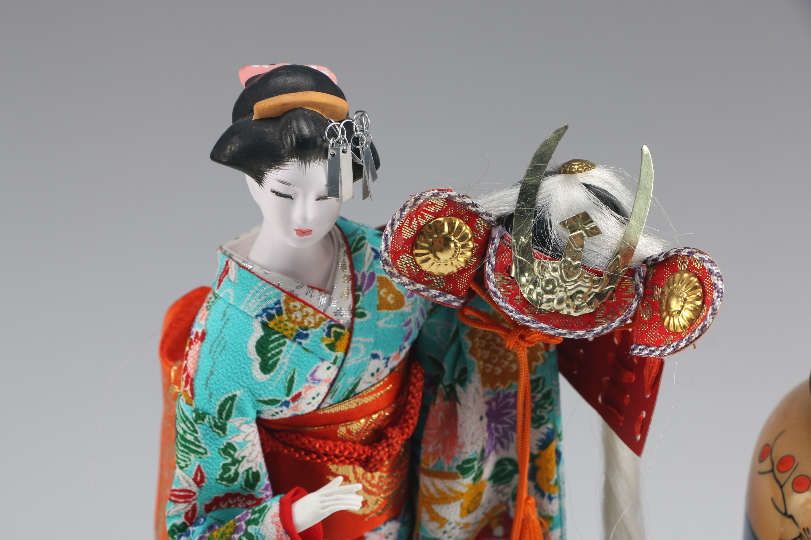 Vintage Seiei & Co. Japan Lusterware Vase and Porcelain Geisha Doll