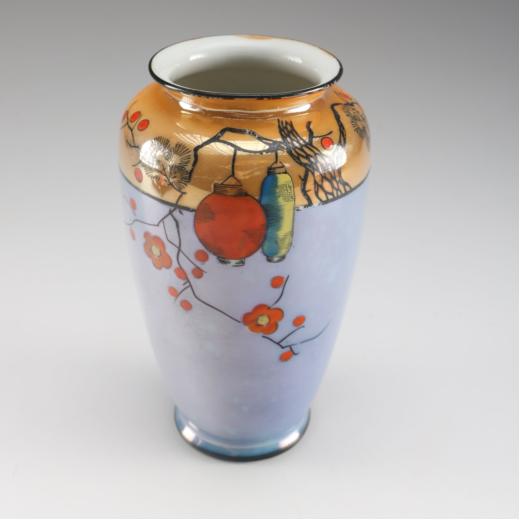 Vintage Seiei & Co. Japan Lusterware Vase and Porcelain Geisha Doll