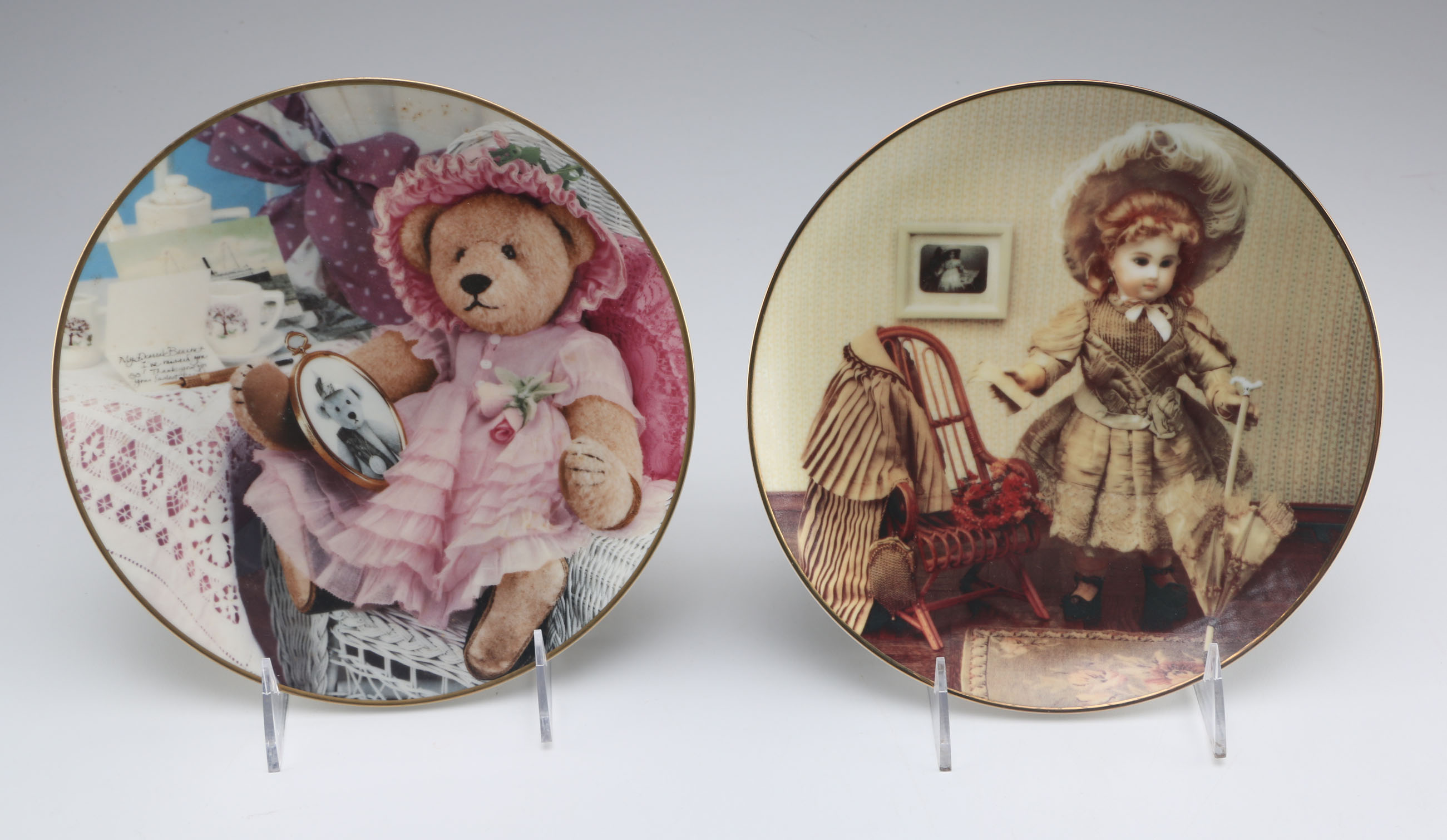 Pair of Gorham Collectors Plates Teddy Bear and Doll