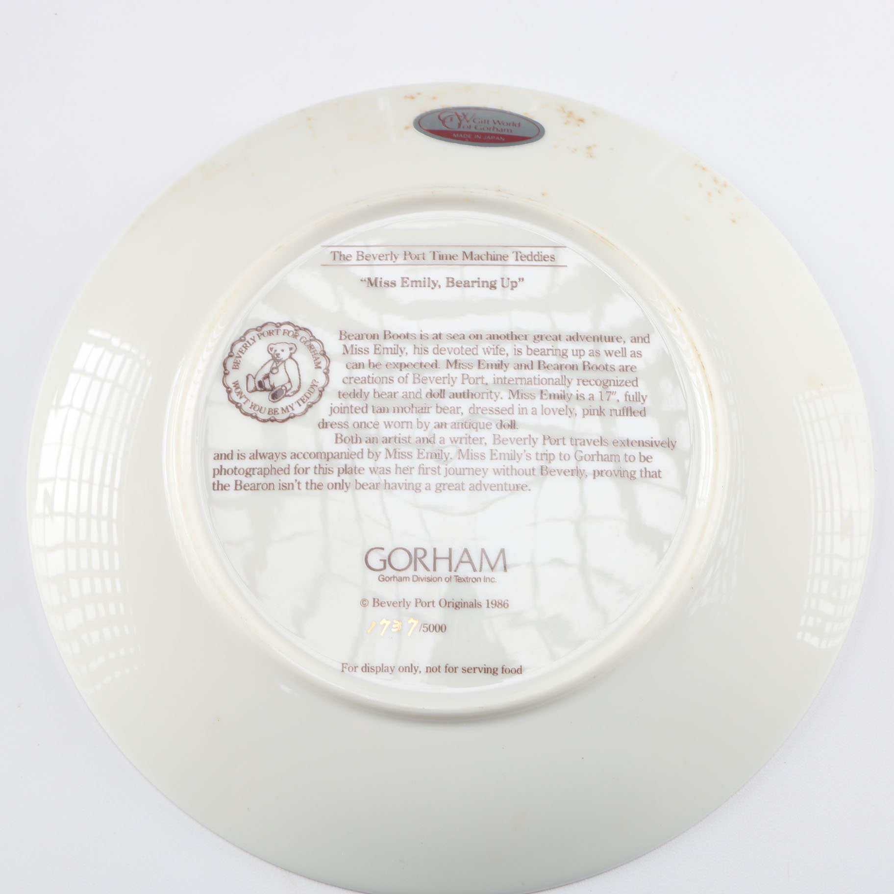 Pair of Gorham Collectors Plates Teddy Bear and Doll