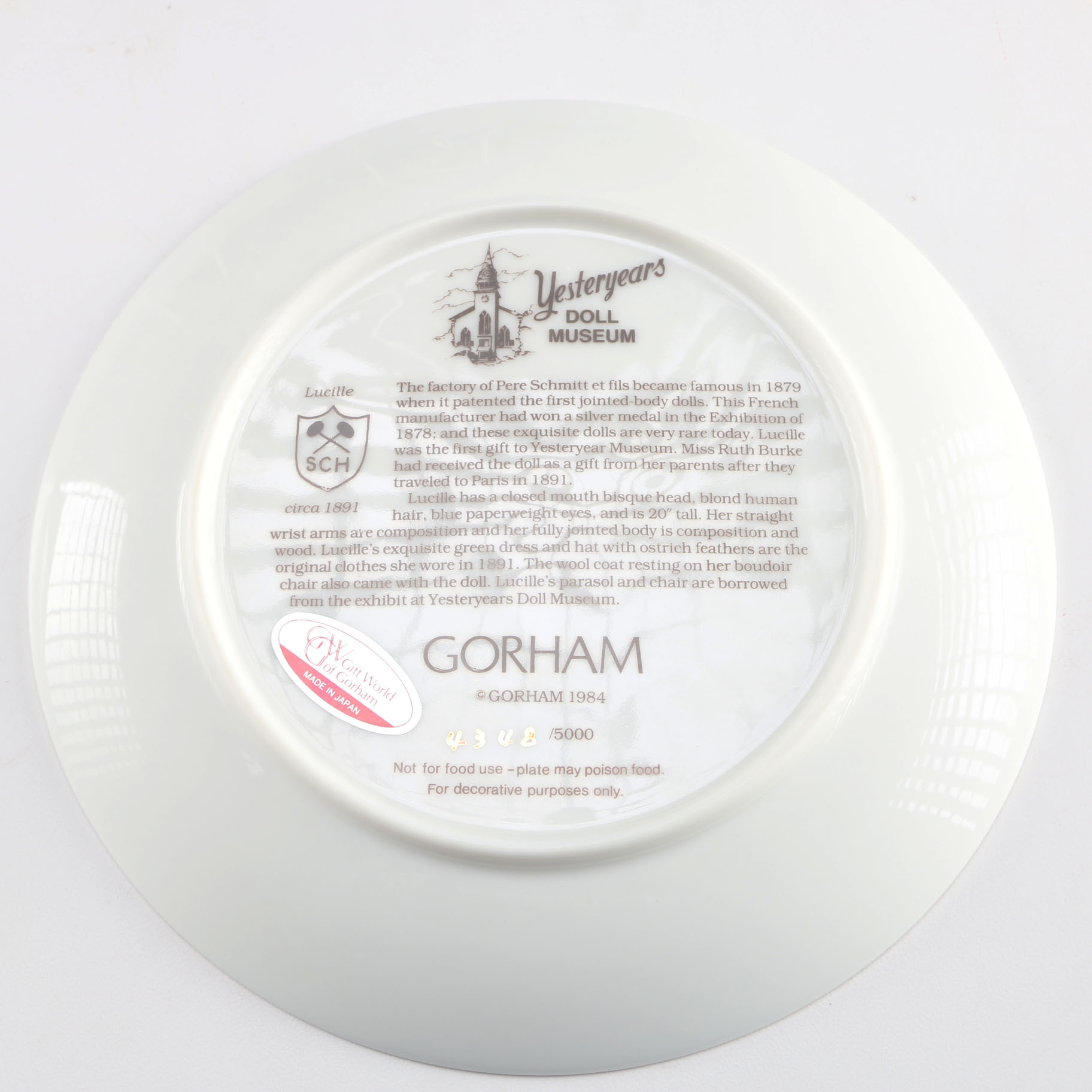 Pair of Gorham Collectors Plates Teddy Bear and Doll