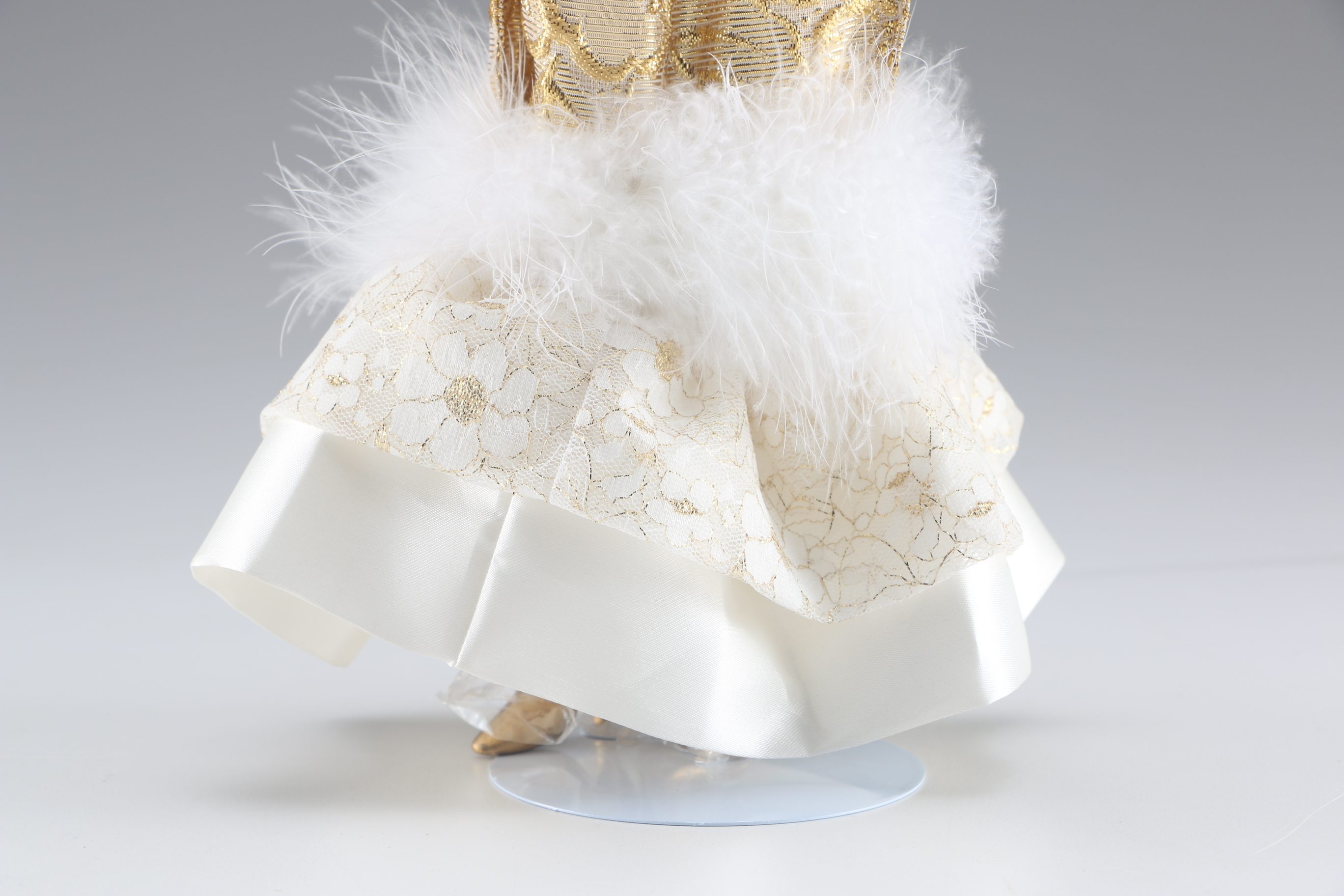 Enesco Porcelain Doll in Extravagant Gold Lame Outfit