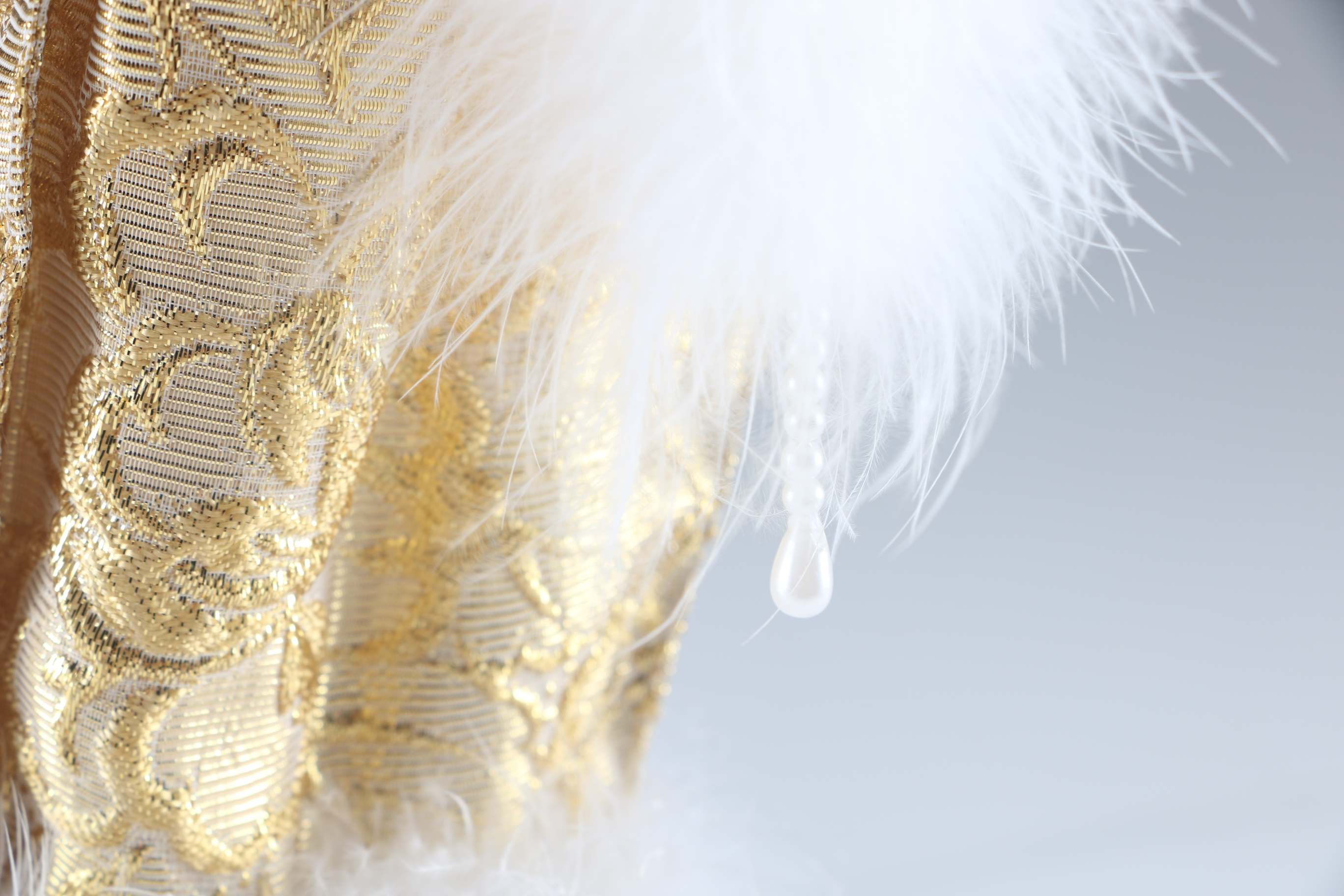 Enesco Porcelain Doll in Extravagant Gold Lame Outfit