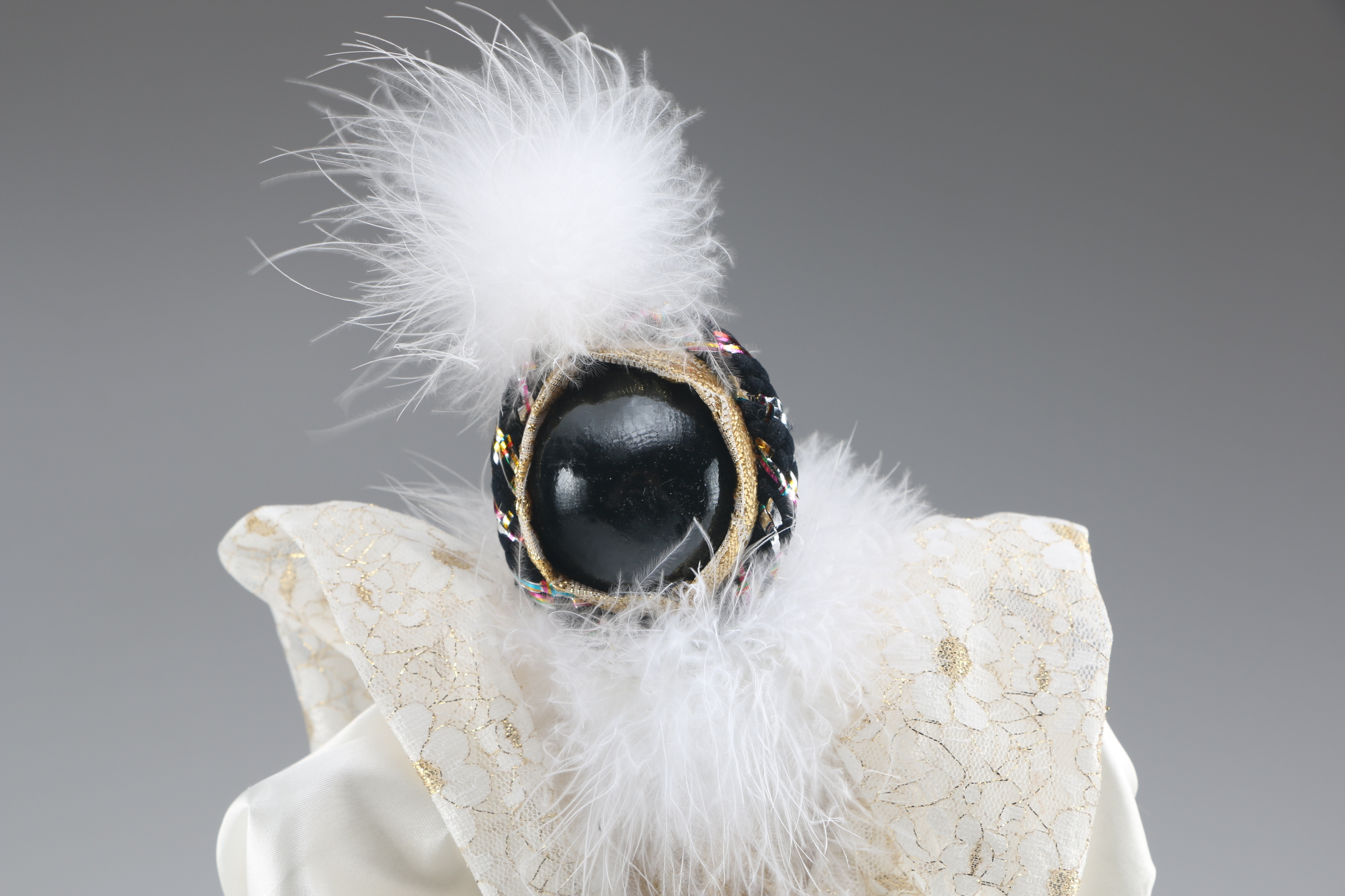 Enesco Porcelain Doll in Extravagant Gold Lame Outfit