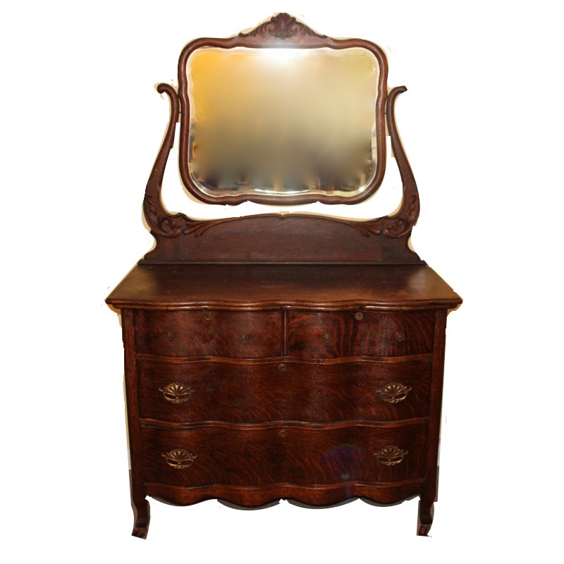 Antique Flame Oak Wave Front Dresser