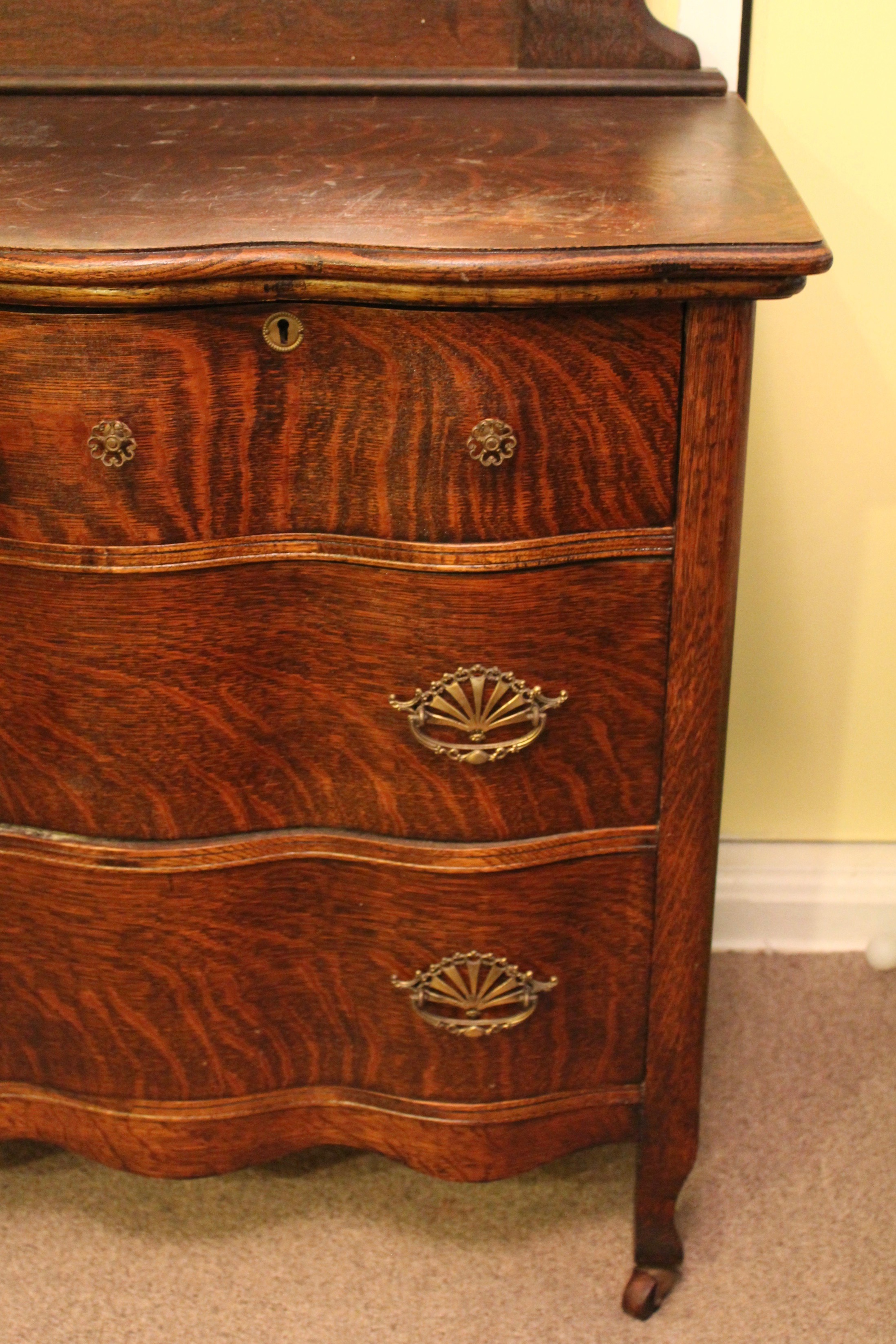 Antique Flame Oak Wave Front Dresser
