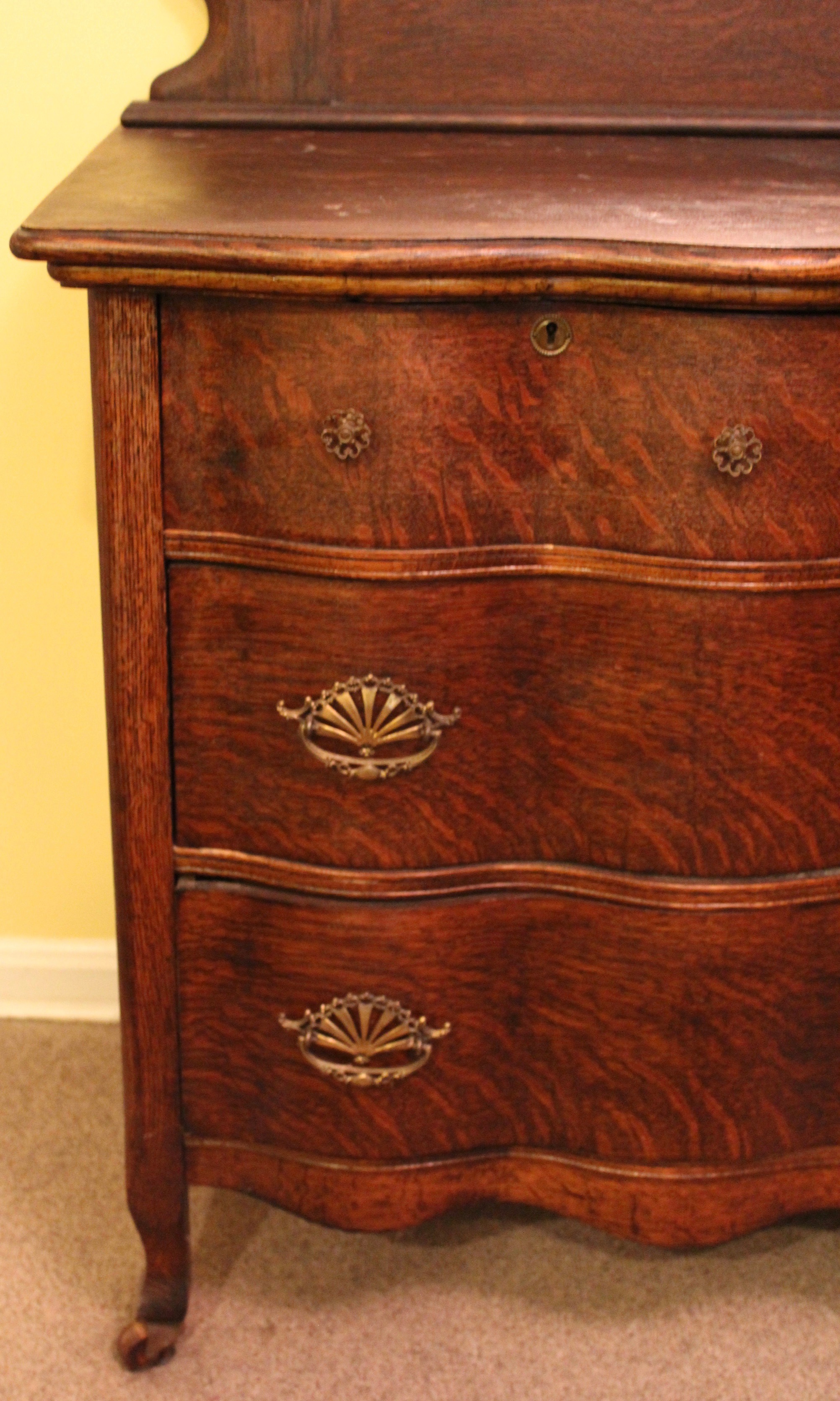 Antique Flame Oak Wave Front Dresser