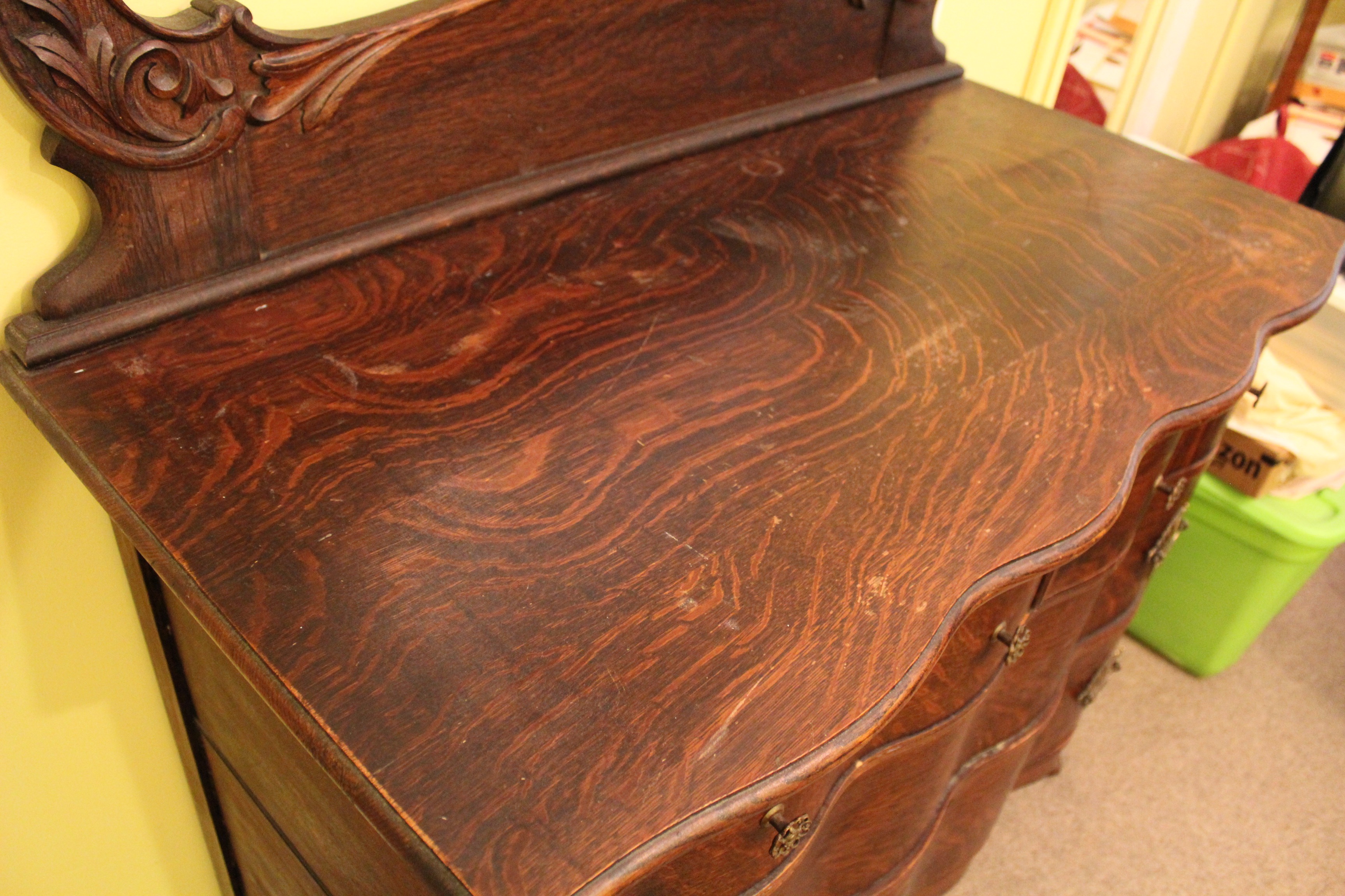 Antique Flame Oak Wave Front Dresser