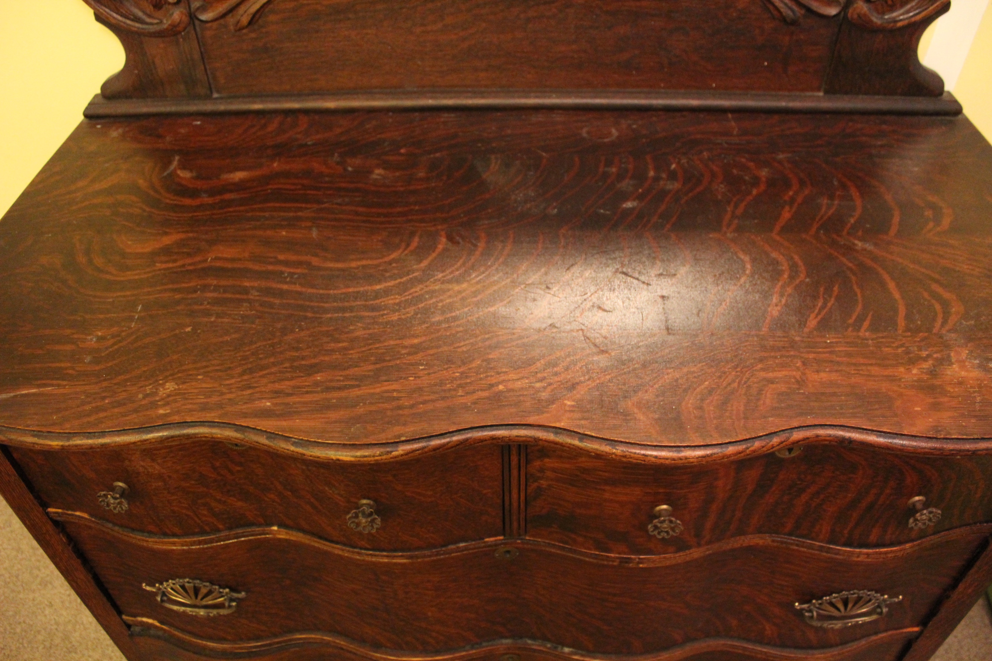 Antique Flame Oak Wave Front Dresser