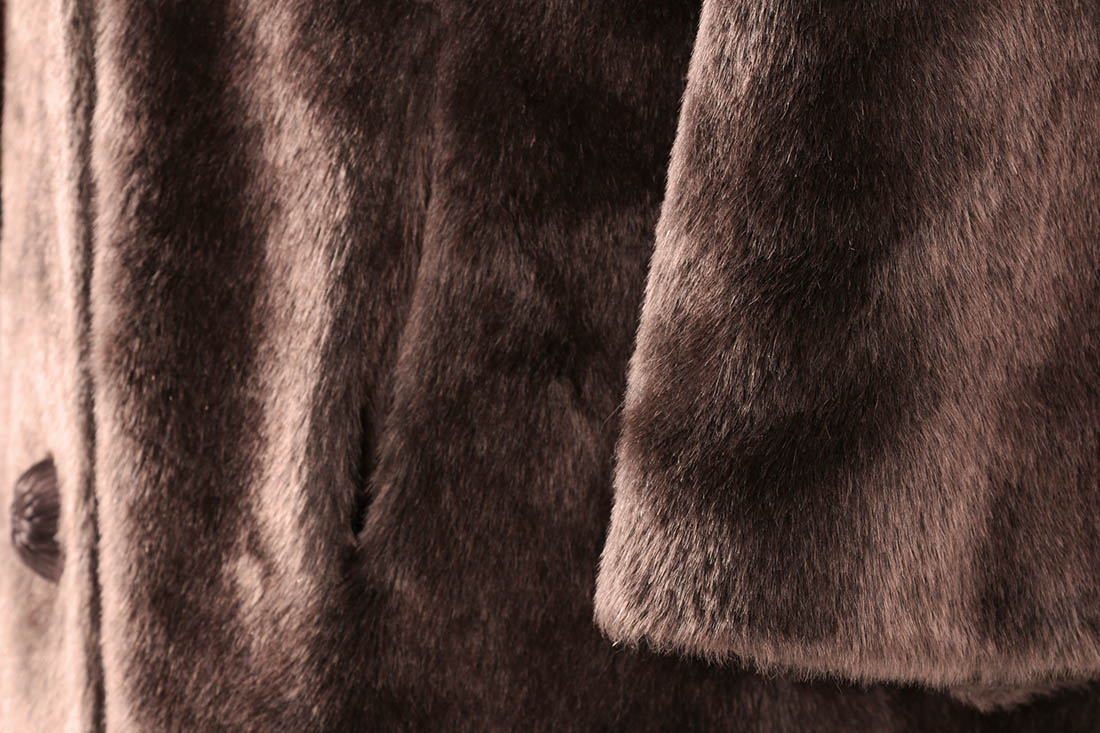 Vintage 1960s Faux Fur Coat with Mink Fur Collar