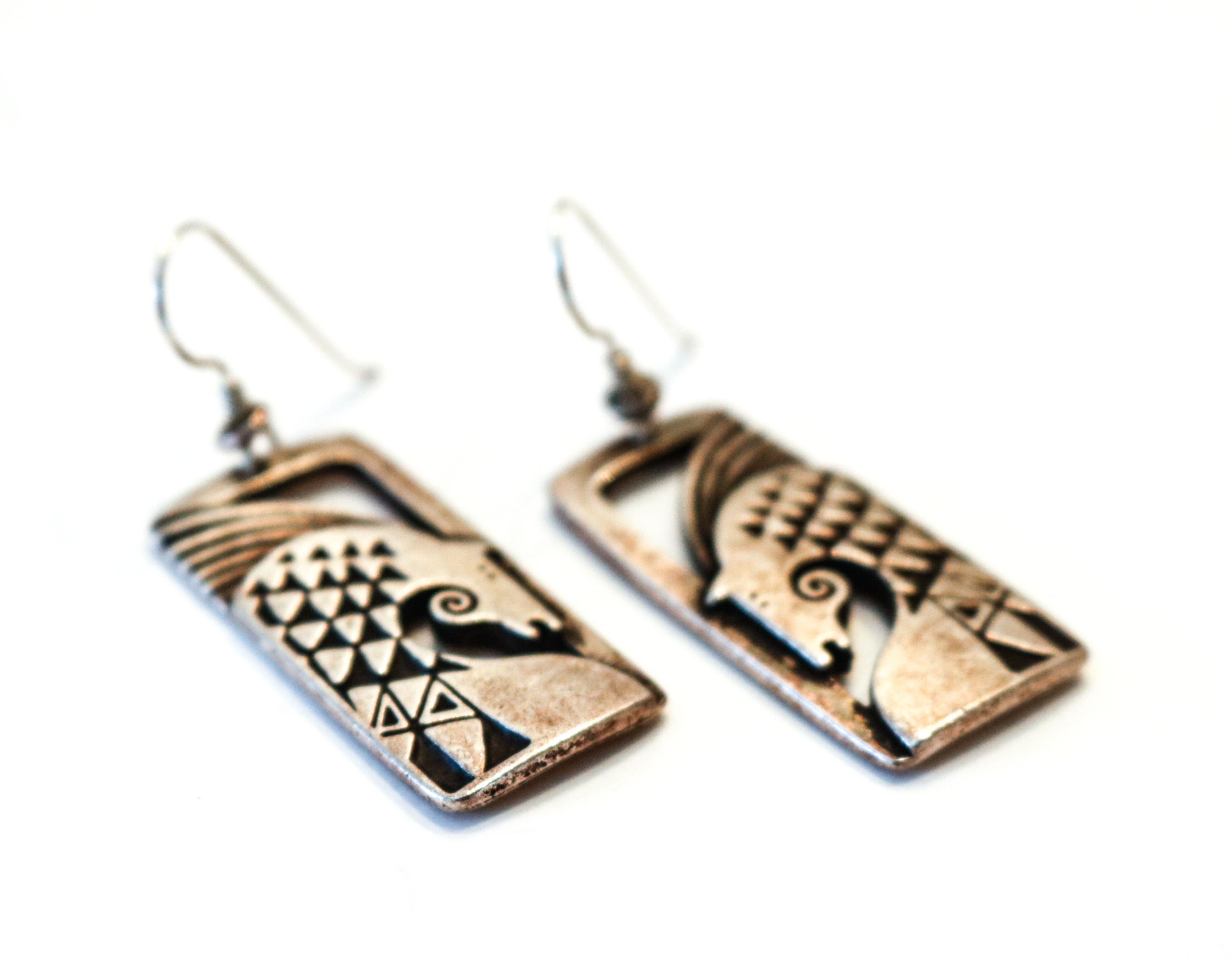 Pair of Handmade Sterling Silver Horse Themed Earrings