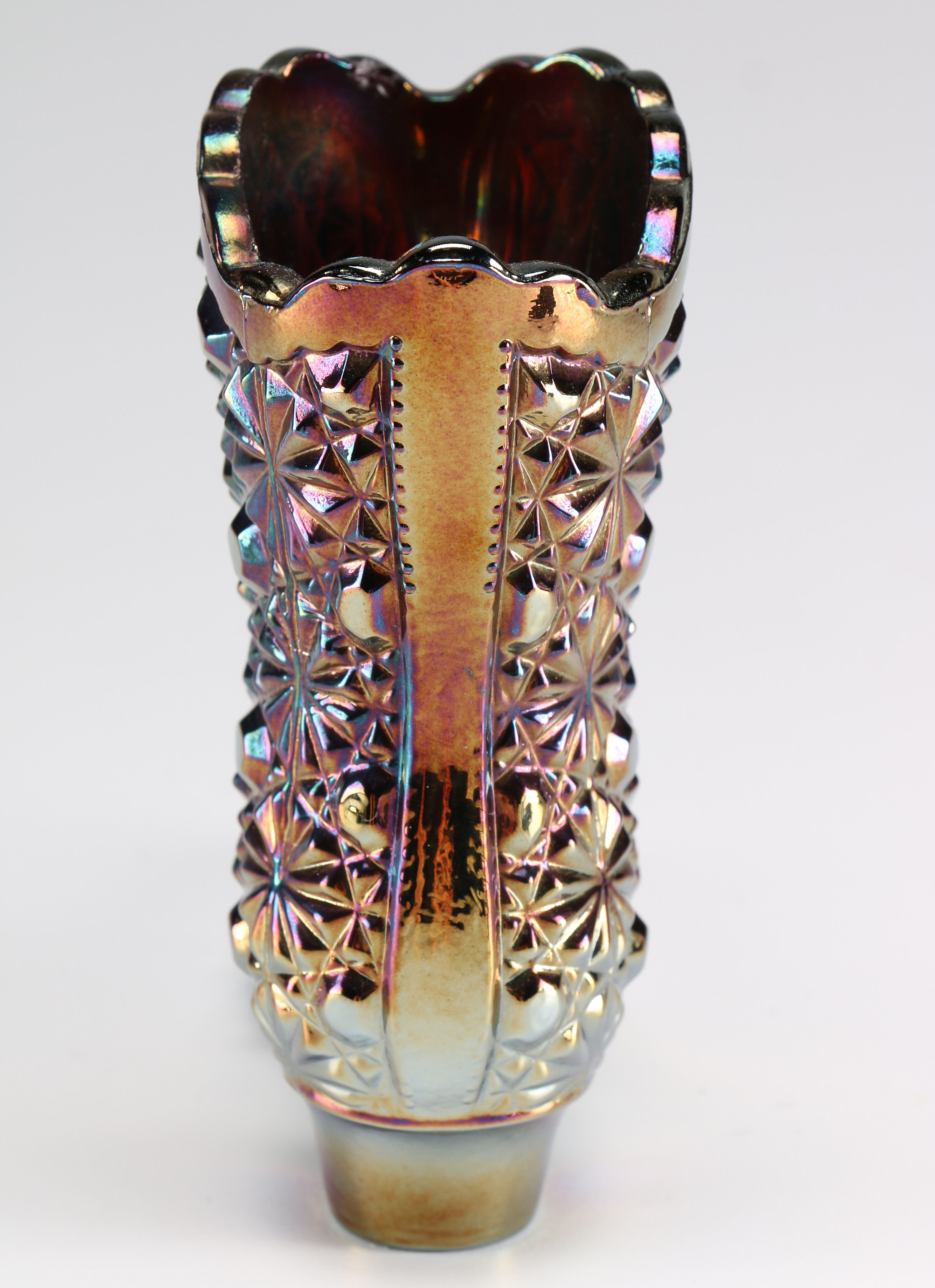 Two Fenton Carnival Glass Boots