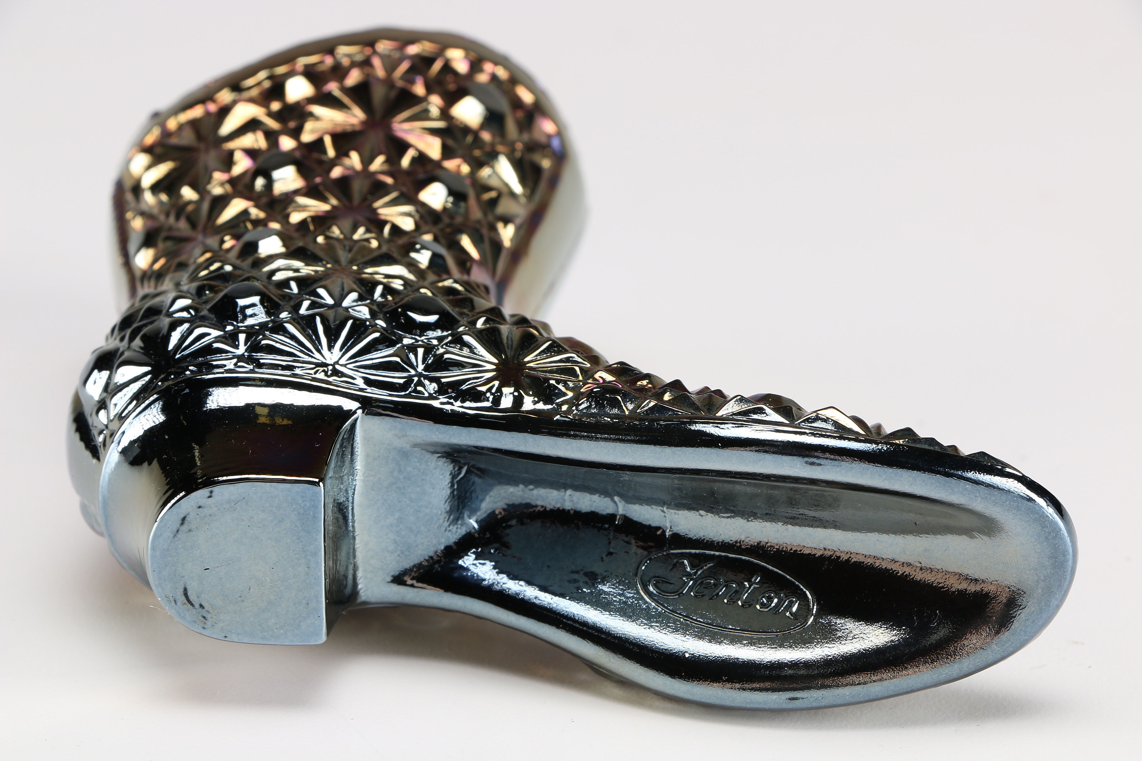 Two Fenton Carnival Glass Boots