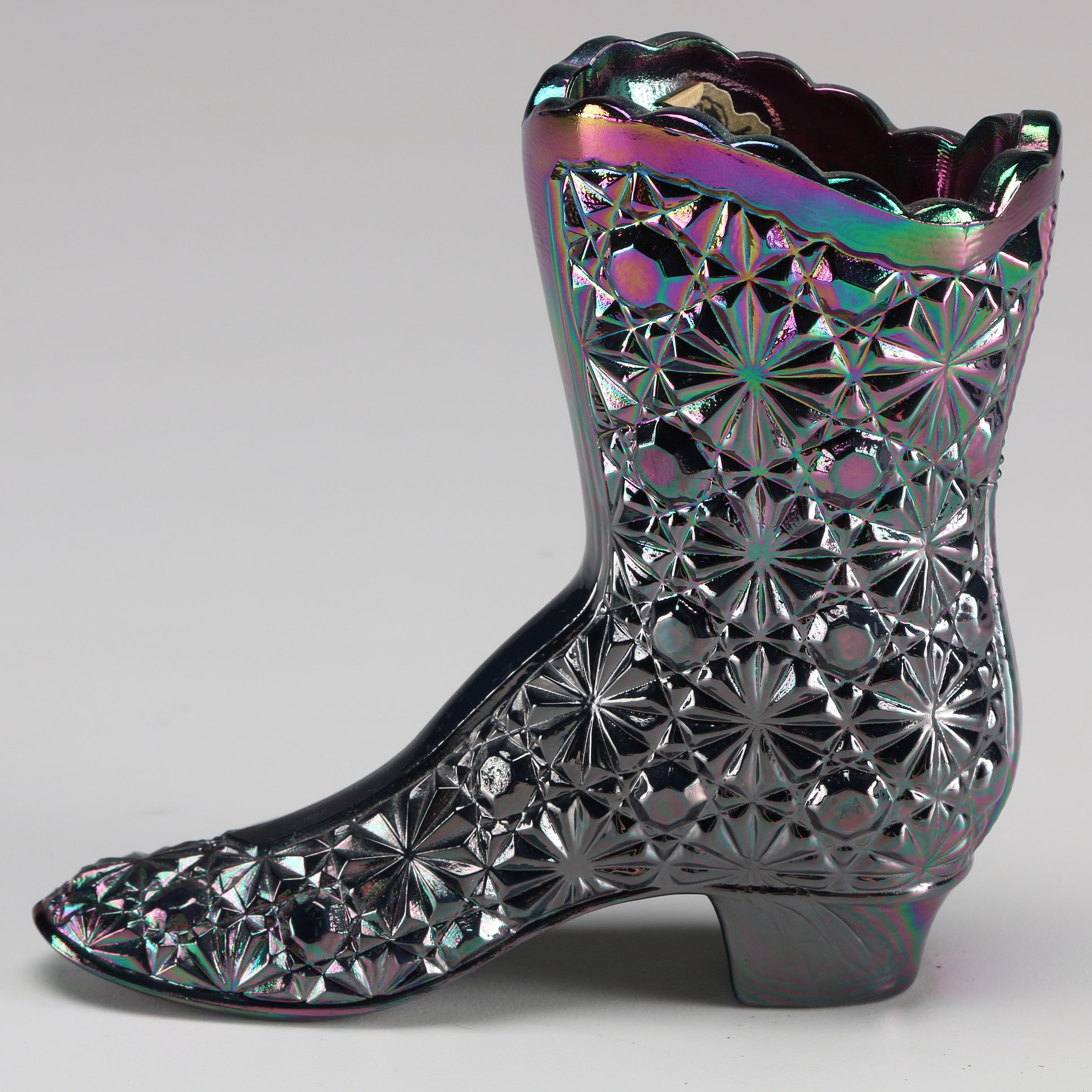 Two Fenton Carnival Glass Boots