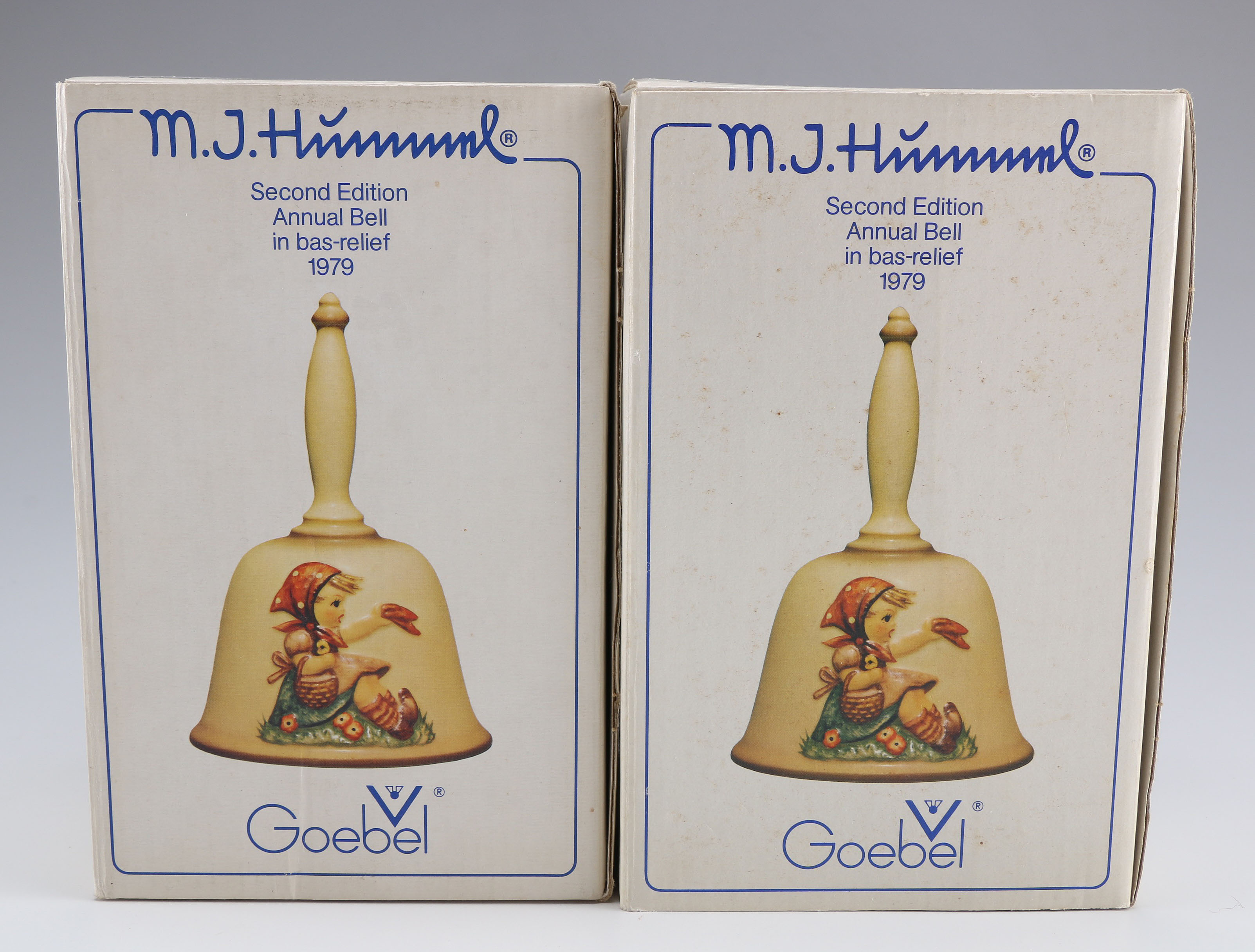 Pair of Second Edition 1979 Hummel Annual Bells in Bas-Relief