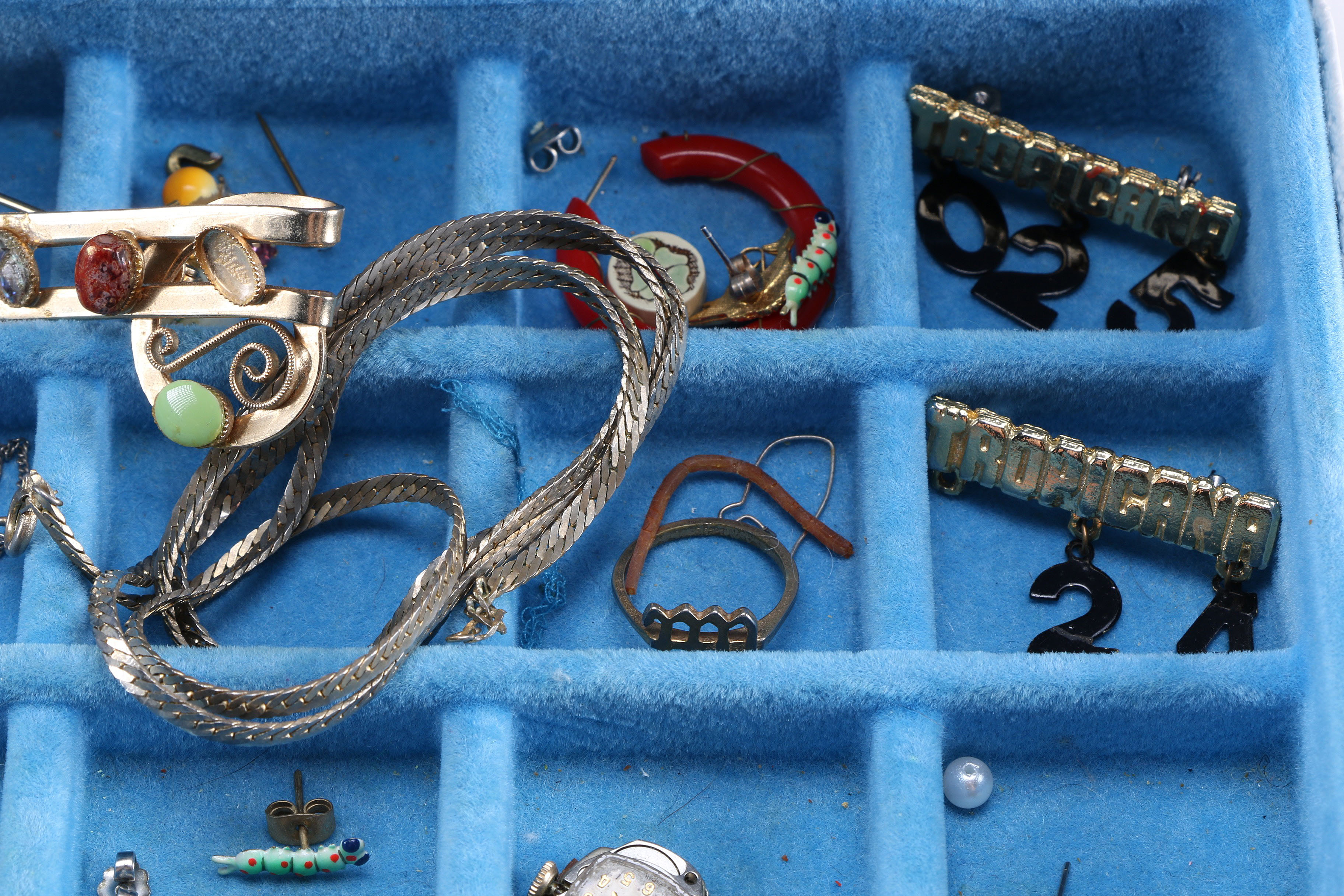 Vintage Jewelry Box with Collection of Costume Jewelry