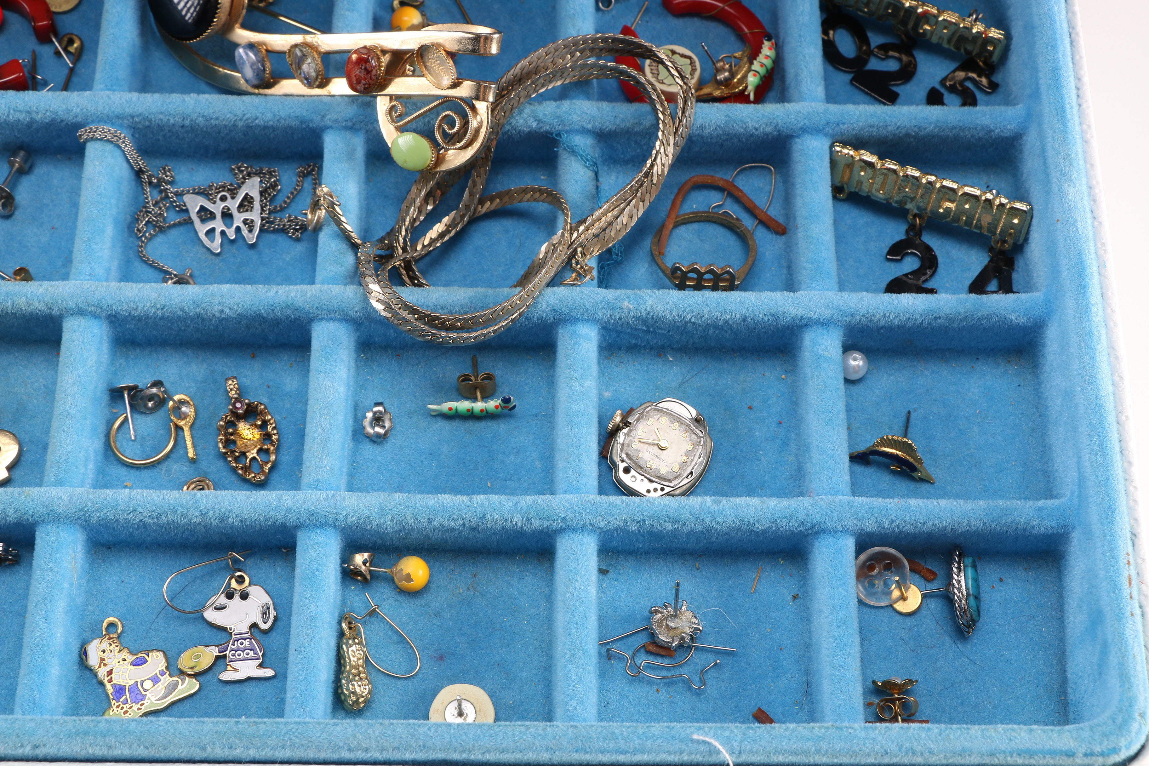 Vintage Jewelry Box with Collection of Costume Jewelry