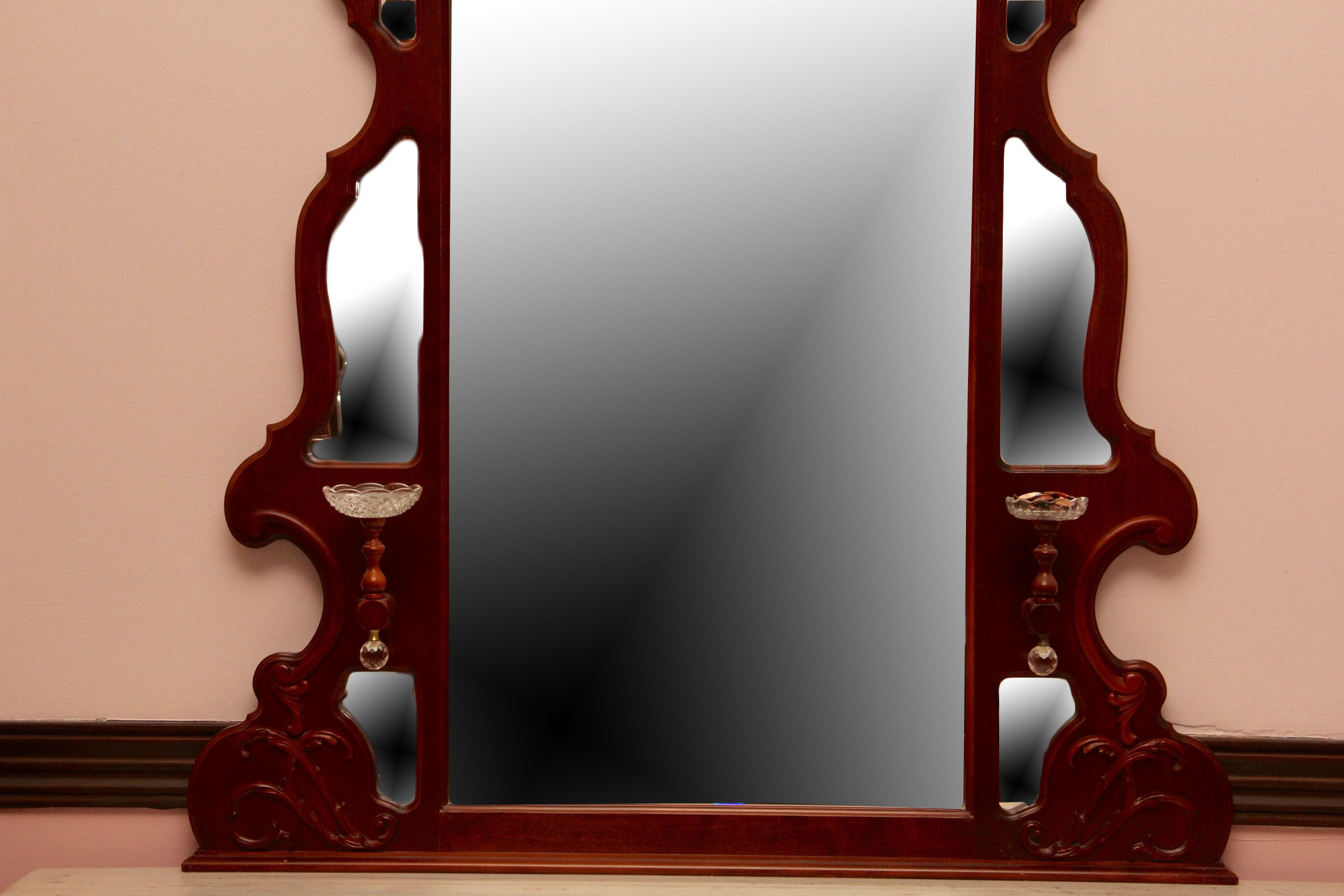 Pulaski Furniture Mahogany Reproduction Victorian Style Marble Top Dresser with Mirror