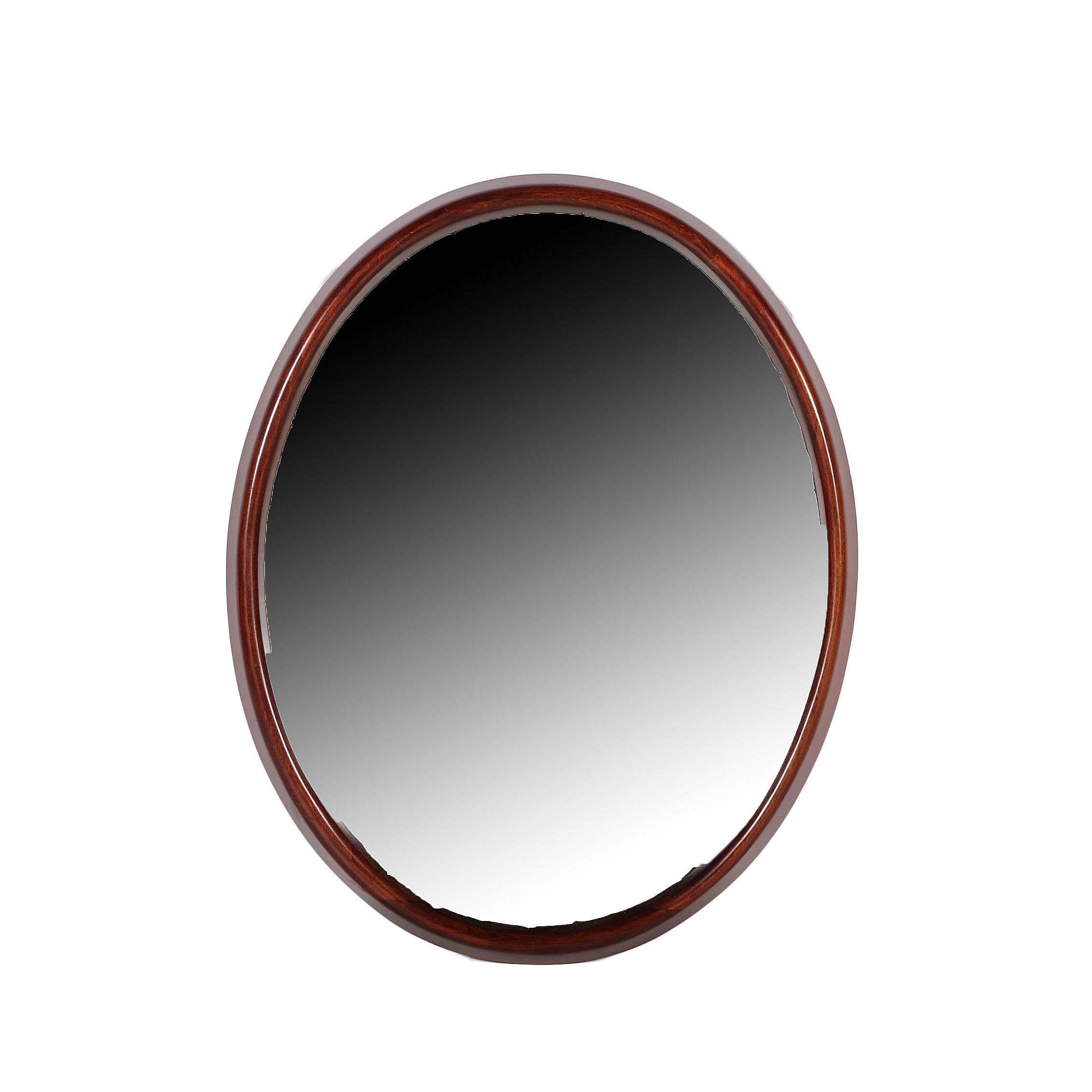 Handcrafted Mahogany Finish Oval Wall Mirror
